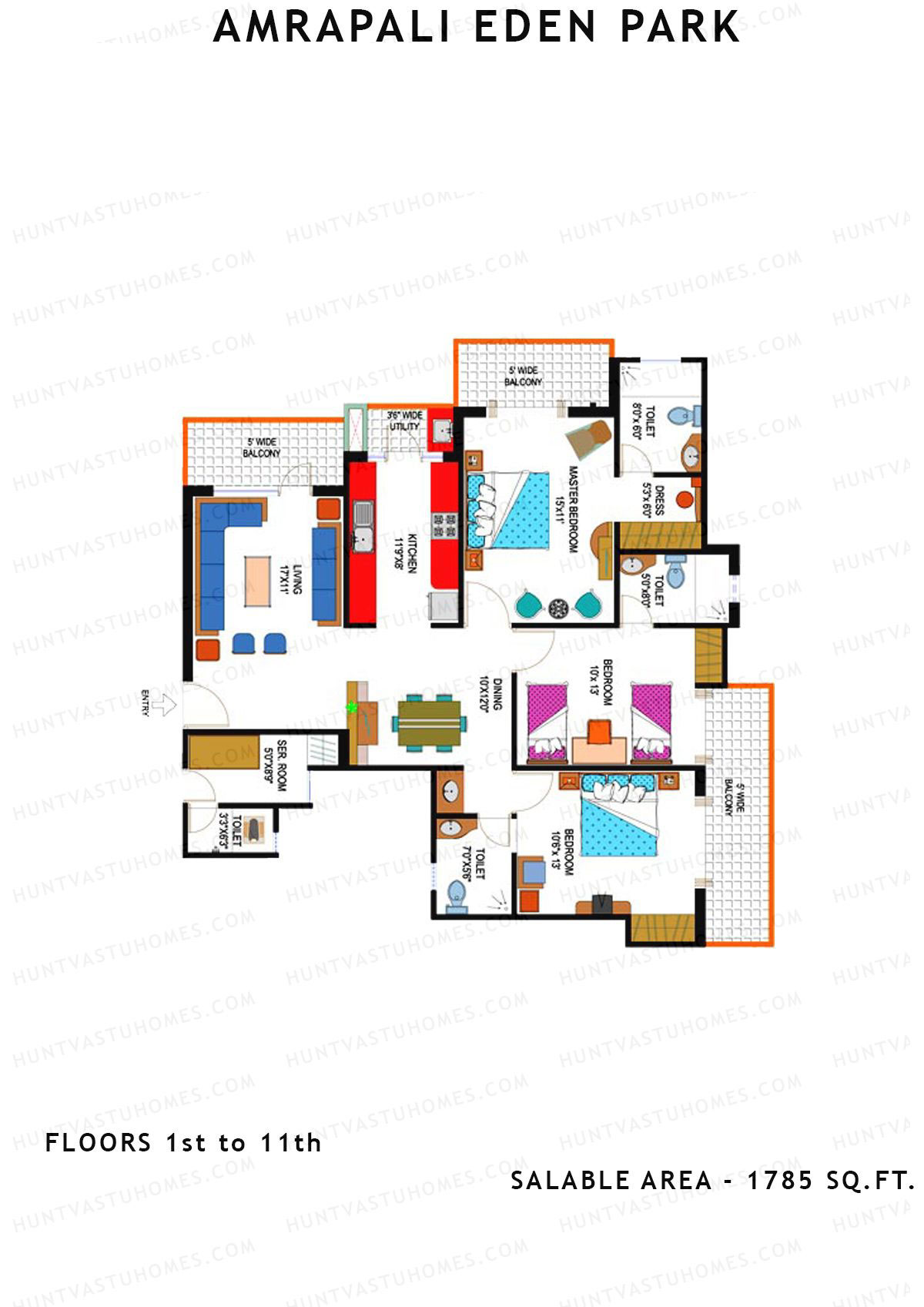 Amrapali Eden Park Tower B Unit 3 Floor Plan