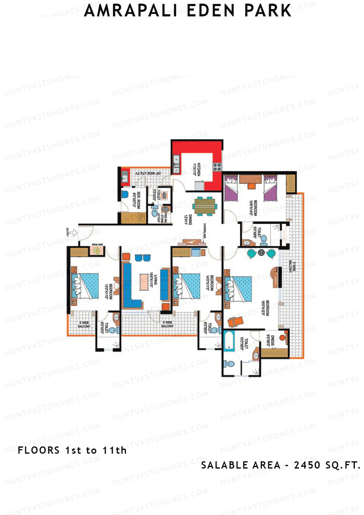 Amrapali Eden Park Tower D Unit 1 Floor Plan