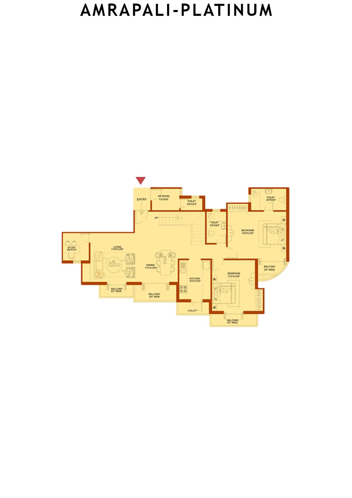 Amrapali Platinum Tower J Unit 2 (Penthouse) Floor Plan