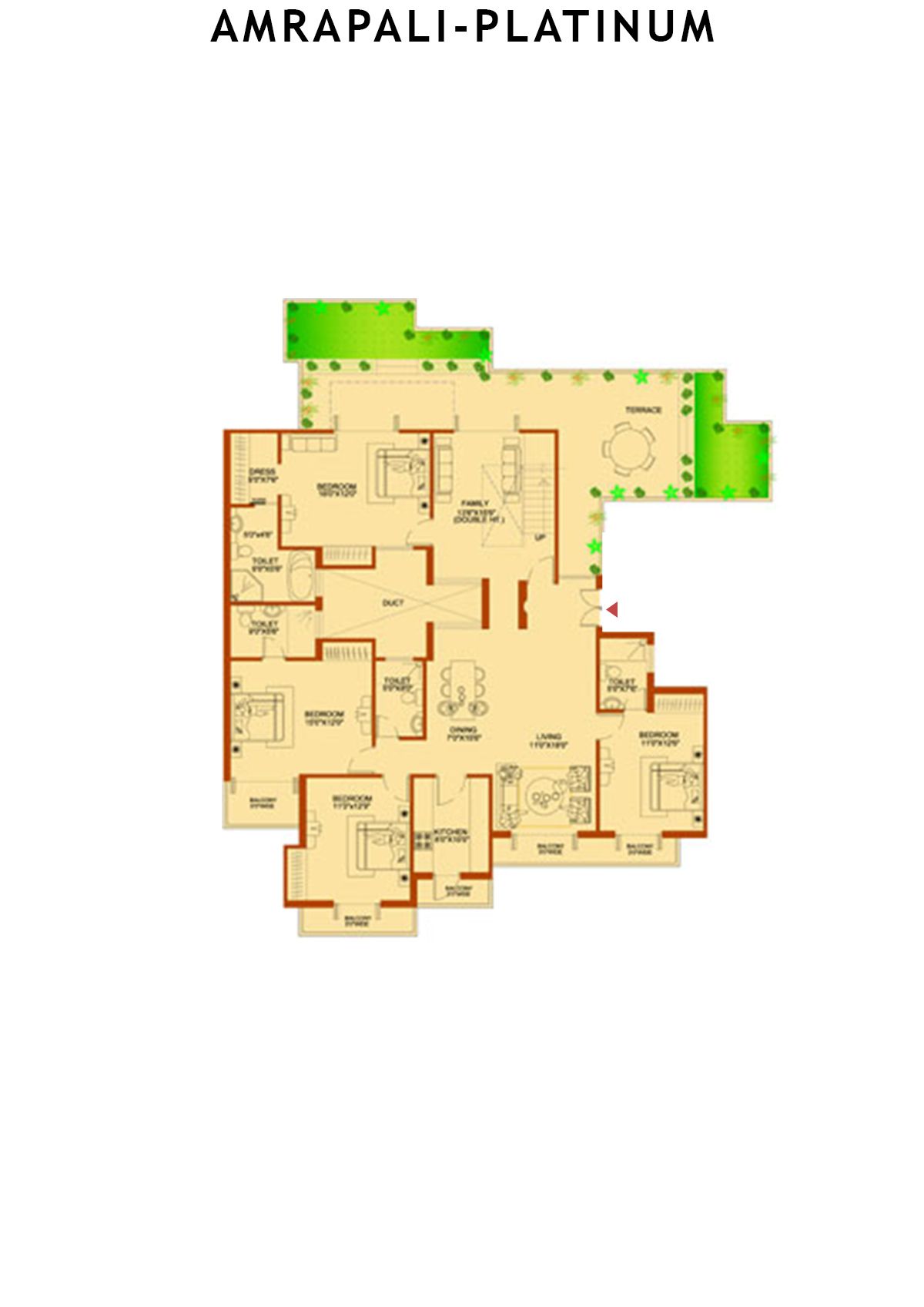 Amrapali Platinum Tower G Unit 3 (Duplex) Floor Plan