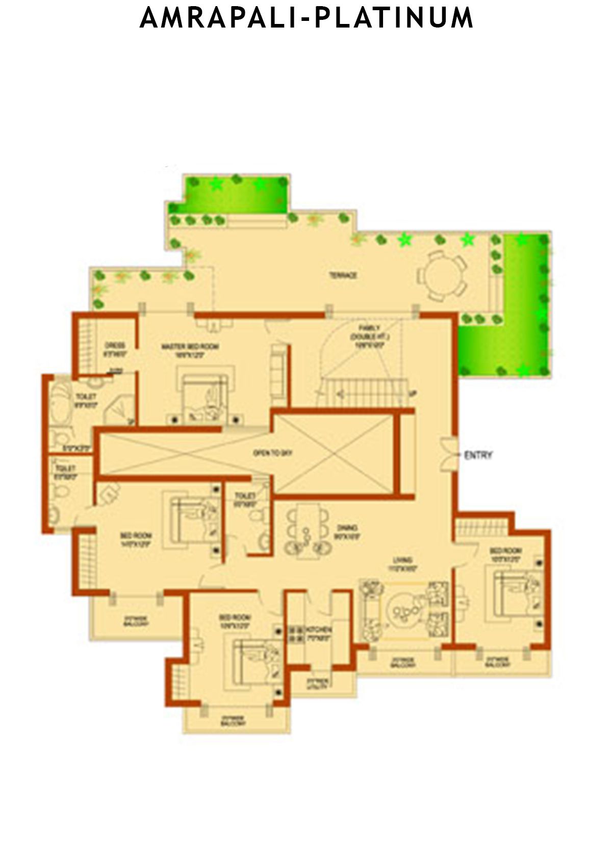Amrapali Platinum Tower B Unit 3 (Duplex) Floor Plan