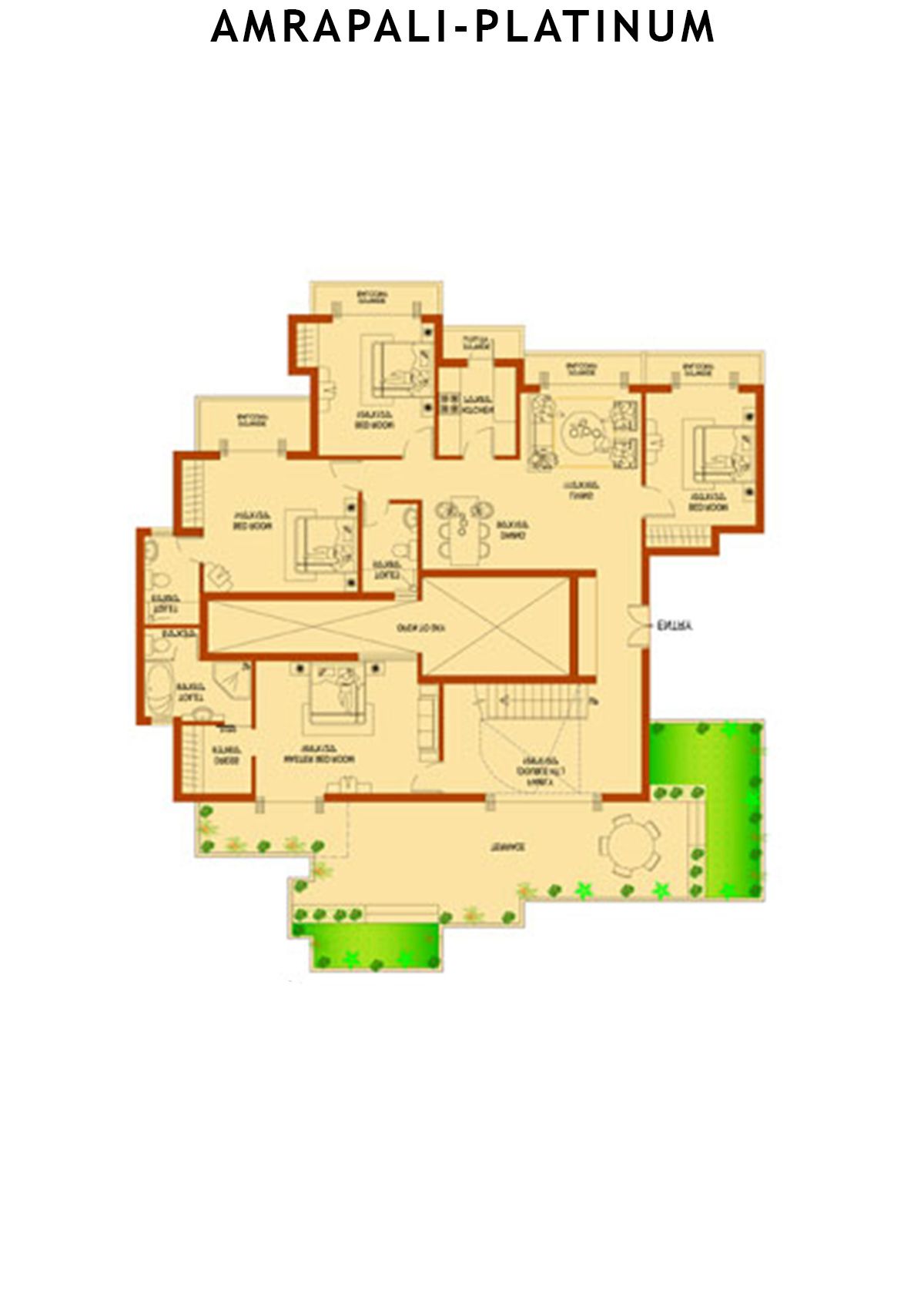 Amrapali Platinum Tower B Unit 4 (Duplex) Floor Plan