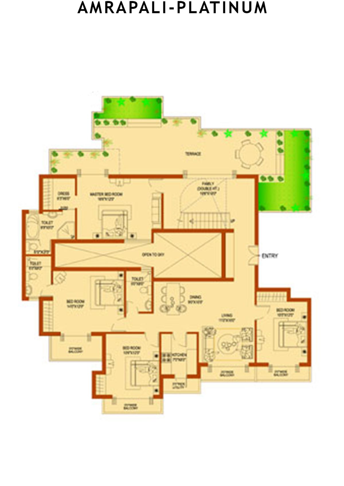 Amrapali Platinum Tower H Unit 3 (Duplex) Floor Plan