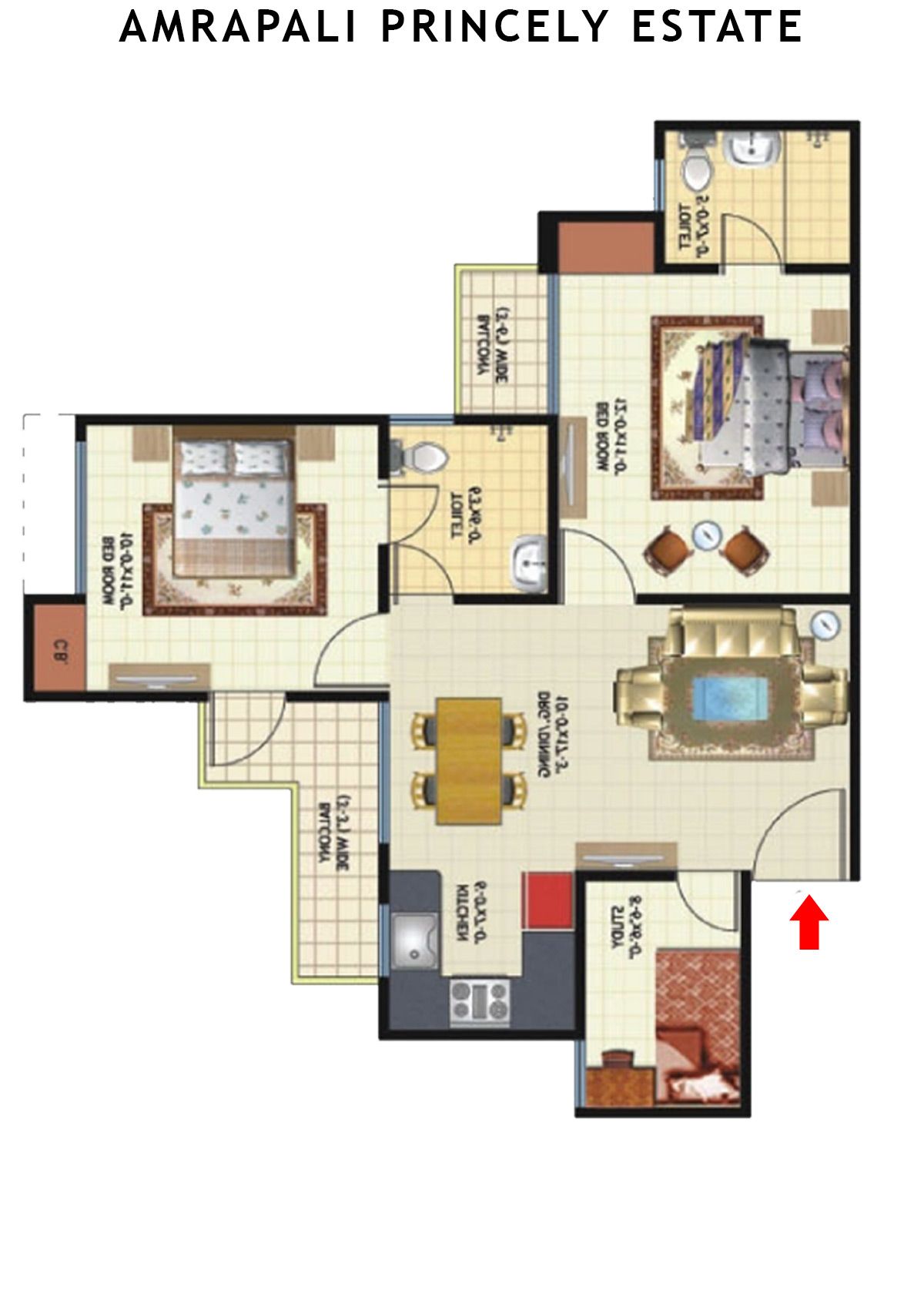 Amrapali Princely Estate Tower H Unit 2 Floor Plan