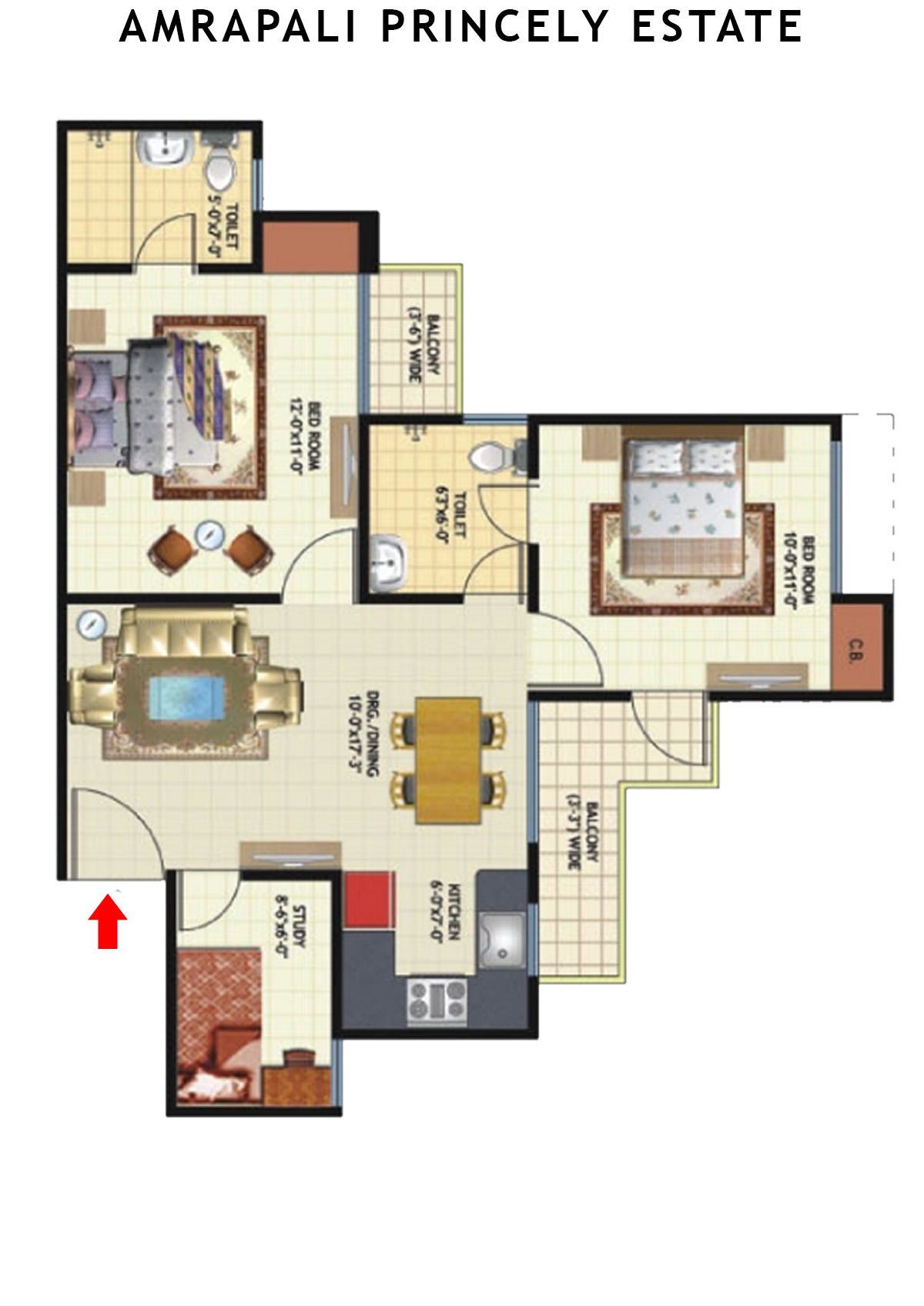 Amrapali Princely Estate Tower H Unit 3 Floor Plan