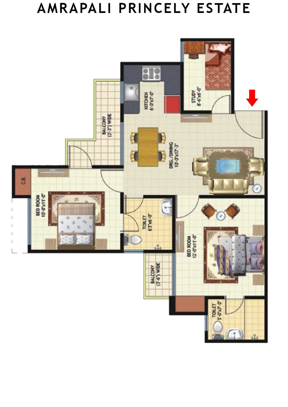 Amrapali Princely Estate Tower H Unit 7 Floor Plan