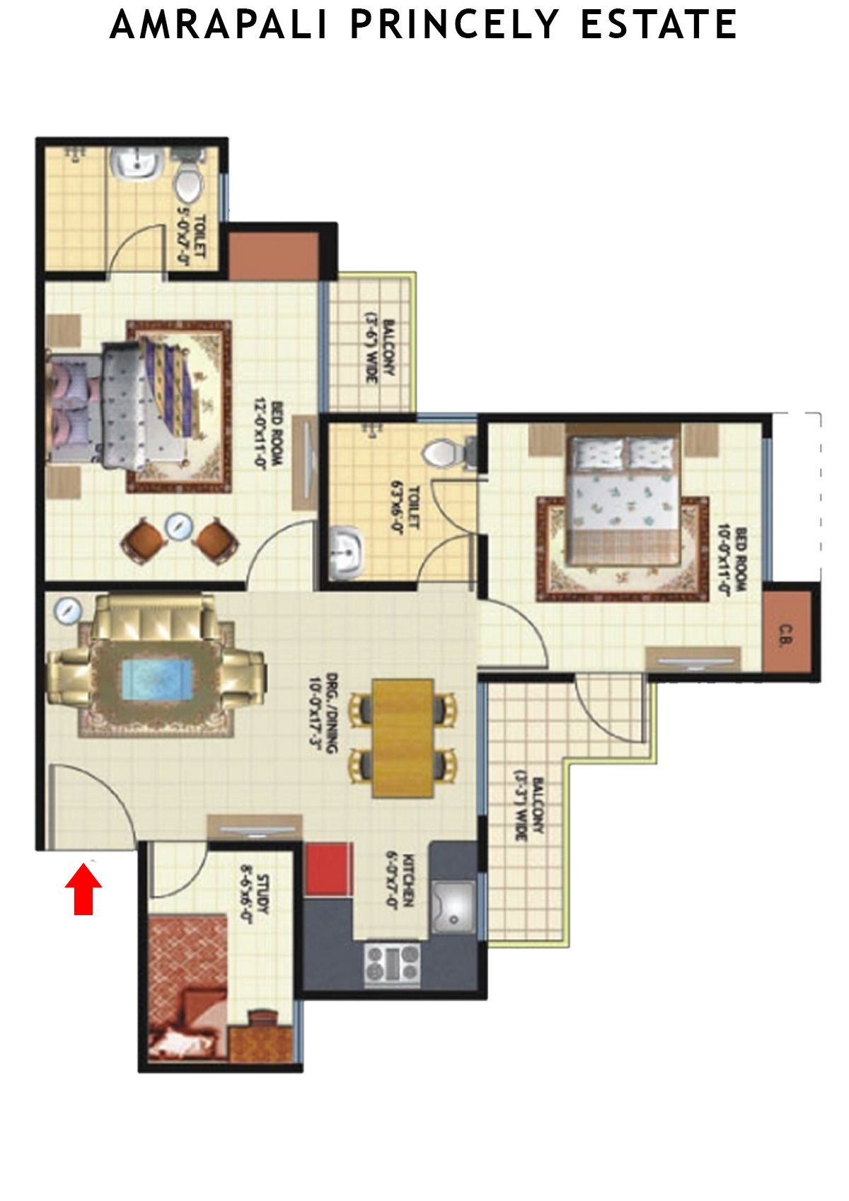 Amrapali Princely Estate Tower K Unit 3 Floor Plan