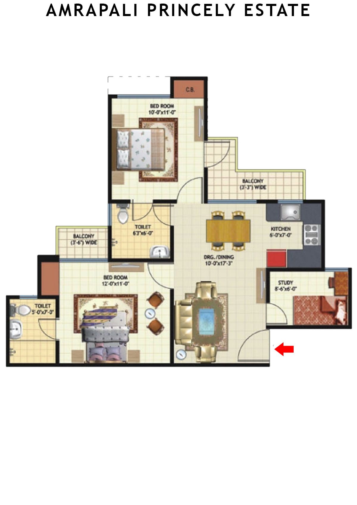 Amrapali Princely Estate Tower L Unit 3 Floor Plan