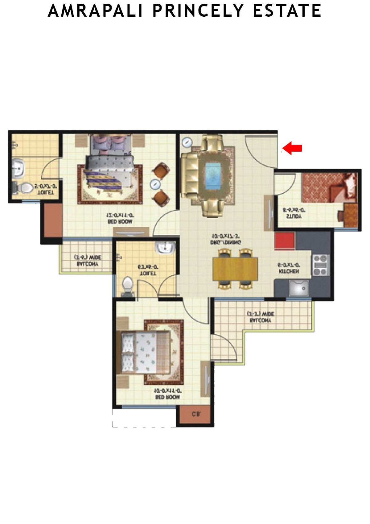 Amrapali Princely Estate Tower M Unit 1 Floor Plan