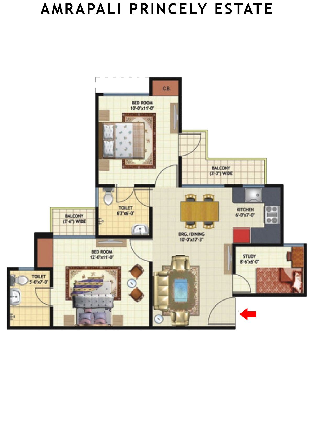 Amrapali Princely Estate Tower M Unit 2 Floor Plan