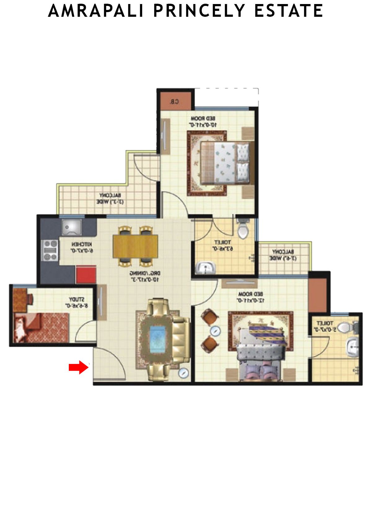 Amrapali Princely Estate Tower M Unit 5 Floor Plan