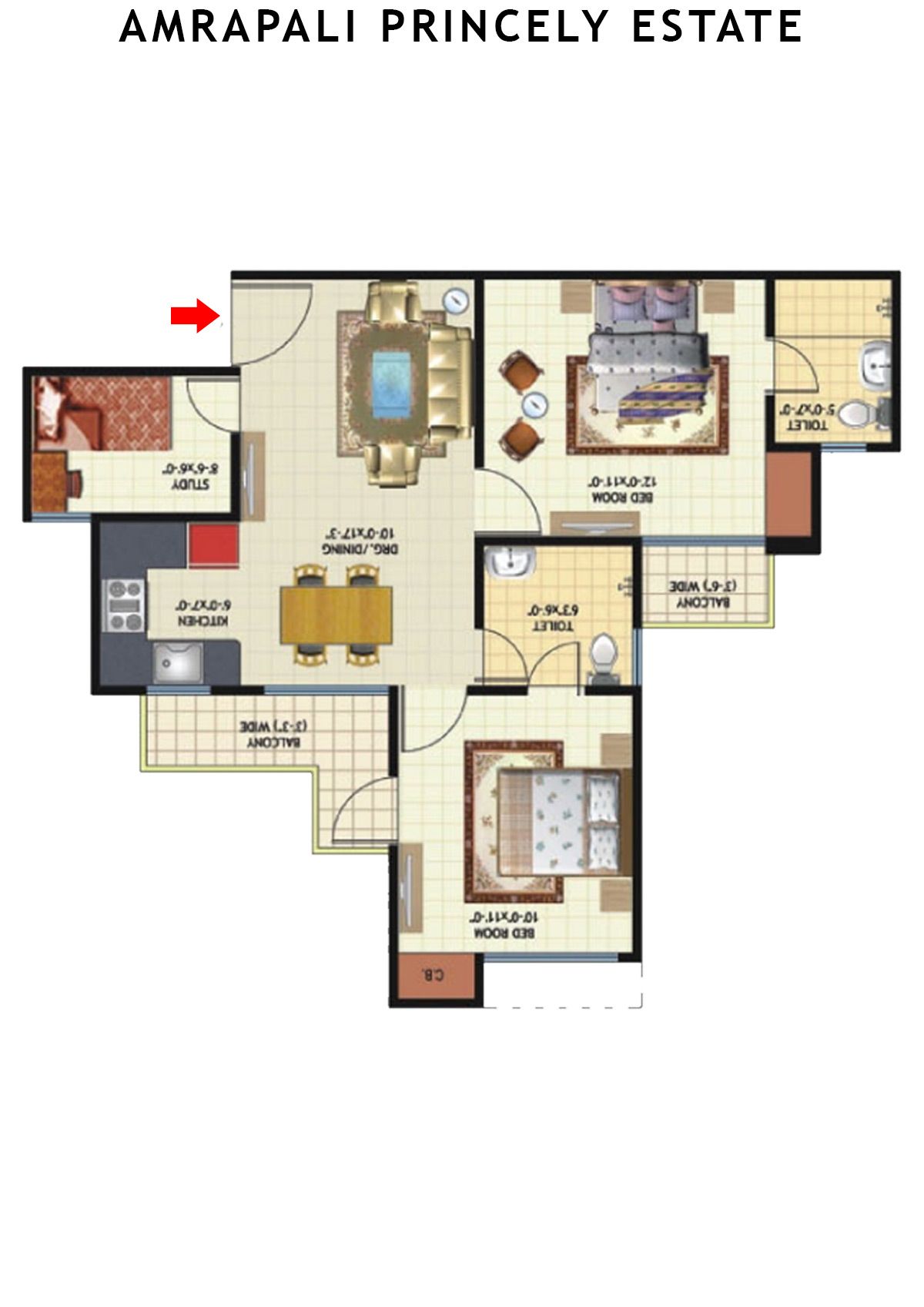 Amrapali Princely Estate Tower M Unit 6 Floor Plan