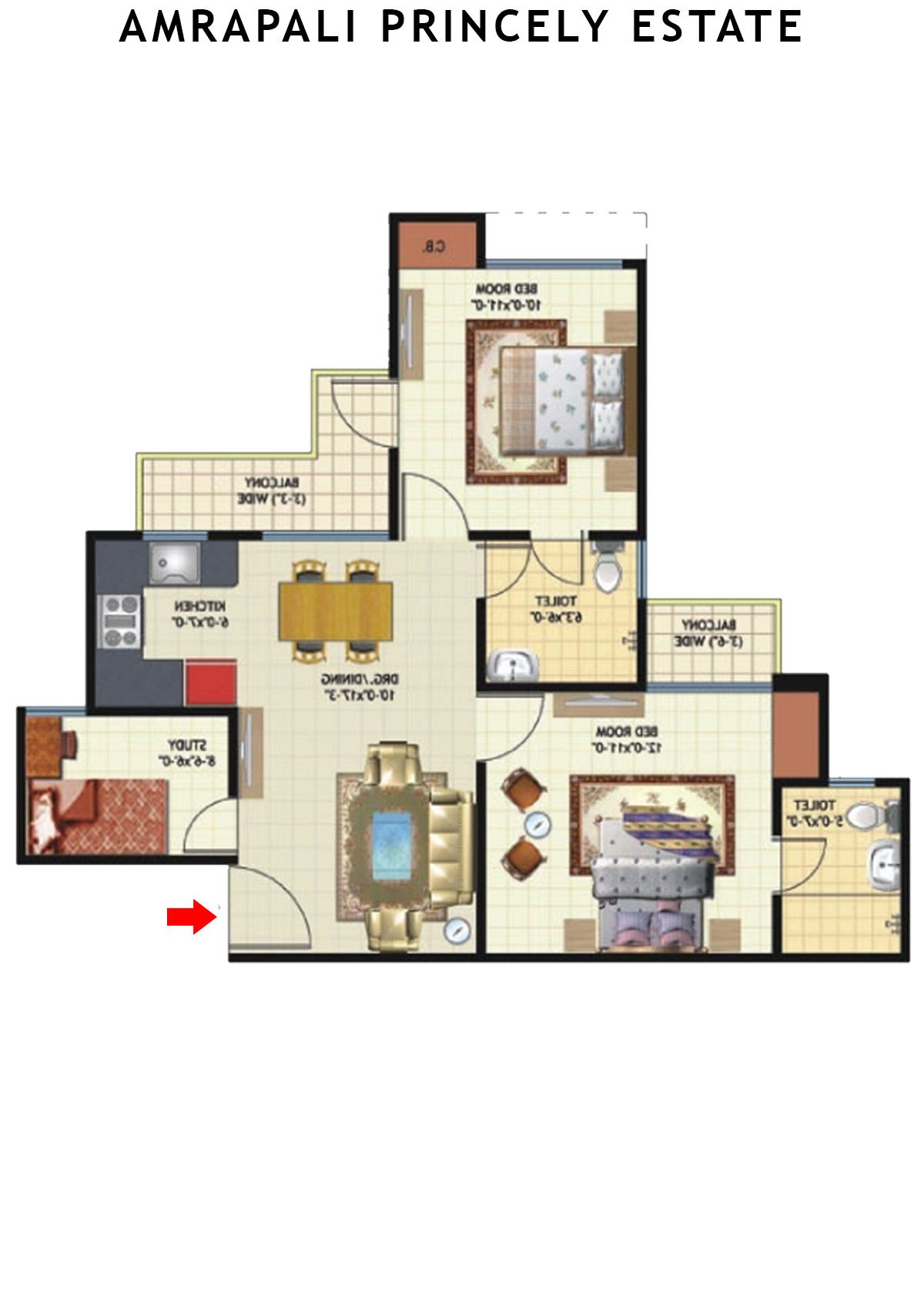 Amrapali Princely Estate Tower P Unit 5 Floor Plan