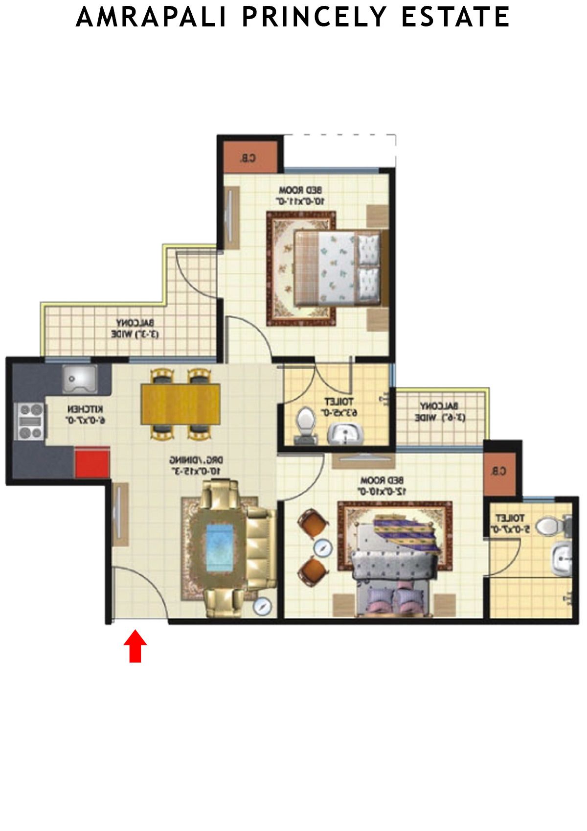 Amrapali Princely Estate Tower R Unit 1, 7 Floor Plan