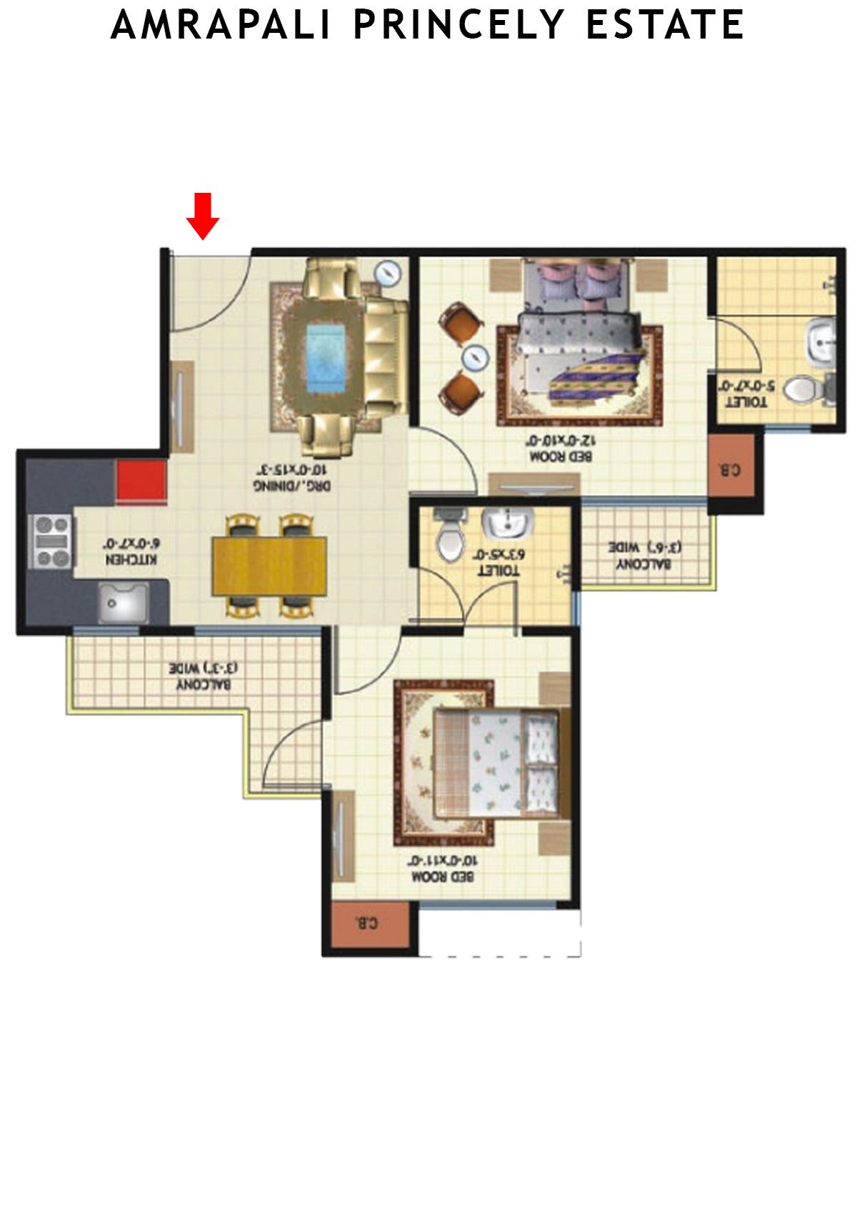 Amrapali Princely Estate Tower R Unit 2, 4 Floor Plan