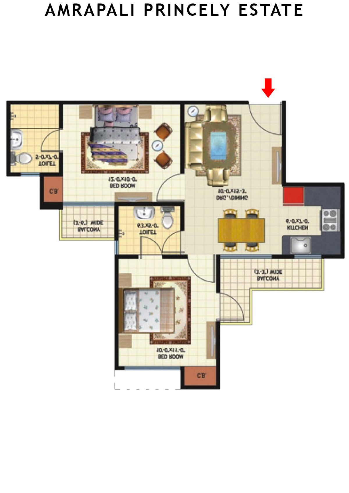Amrapali Princely Estate Tower R Unit 3, 5 Floor Plan