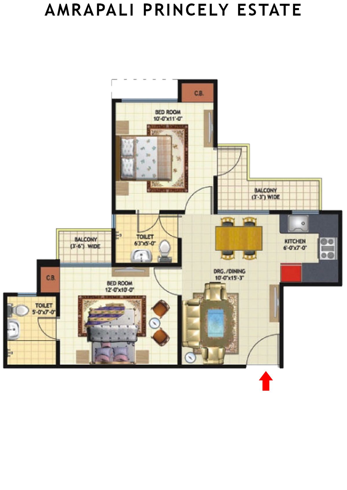 Amrapali Princely Estate Tower R Unit 6, 8 Floor Plan