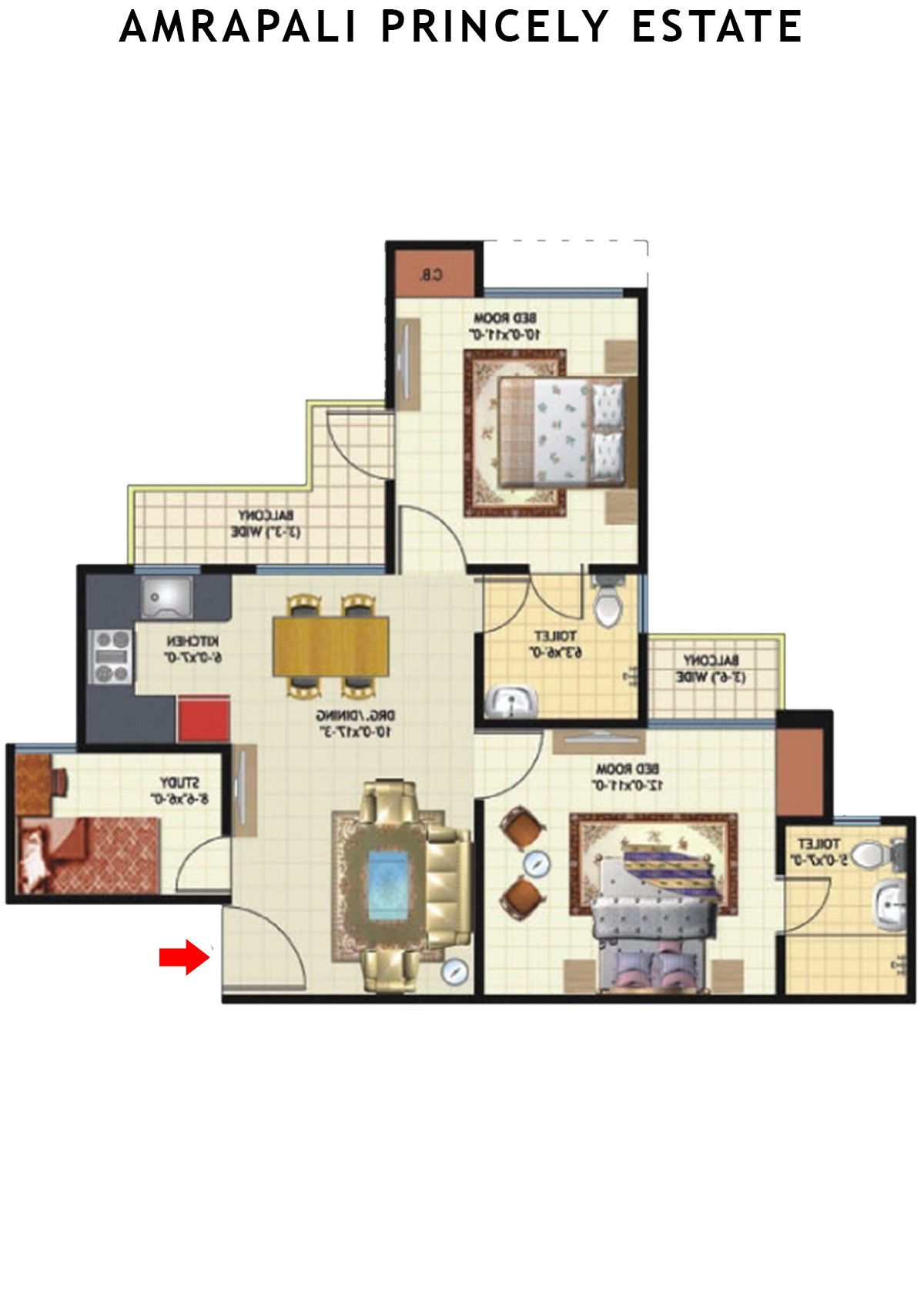 Amrapali Princely Estate Tower B Unit 1 Floor Plan