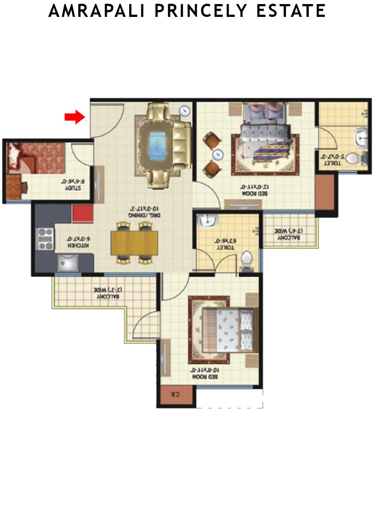 Amrapali Princely Estate Tower B Unit 2 Floor Plan