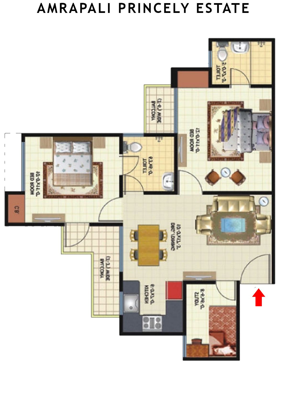 Amrapali Princely Estate Tower B Unit 7 Floor Plan