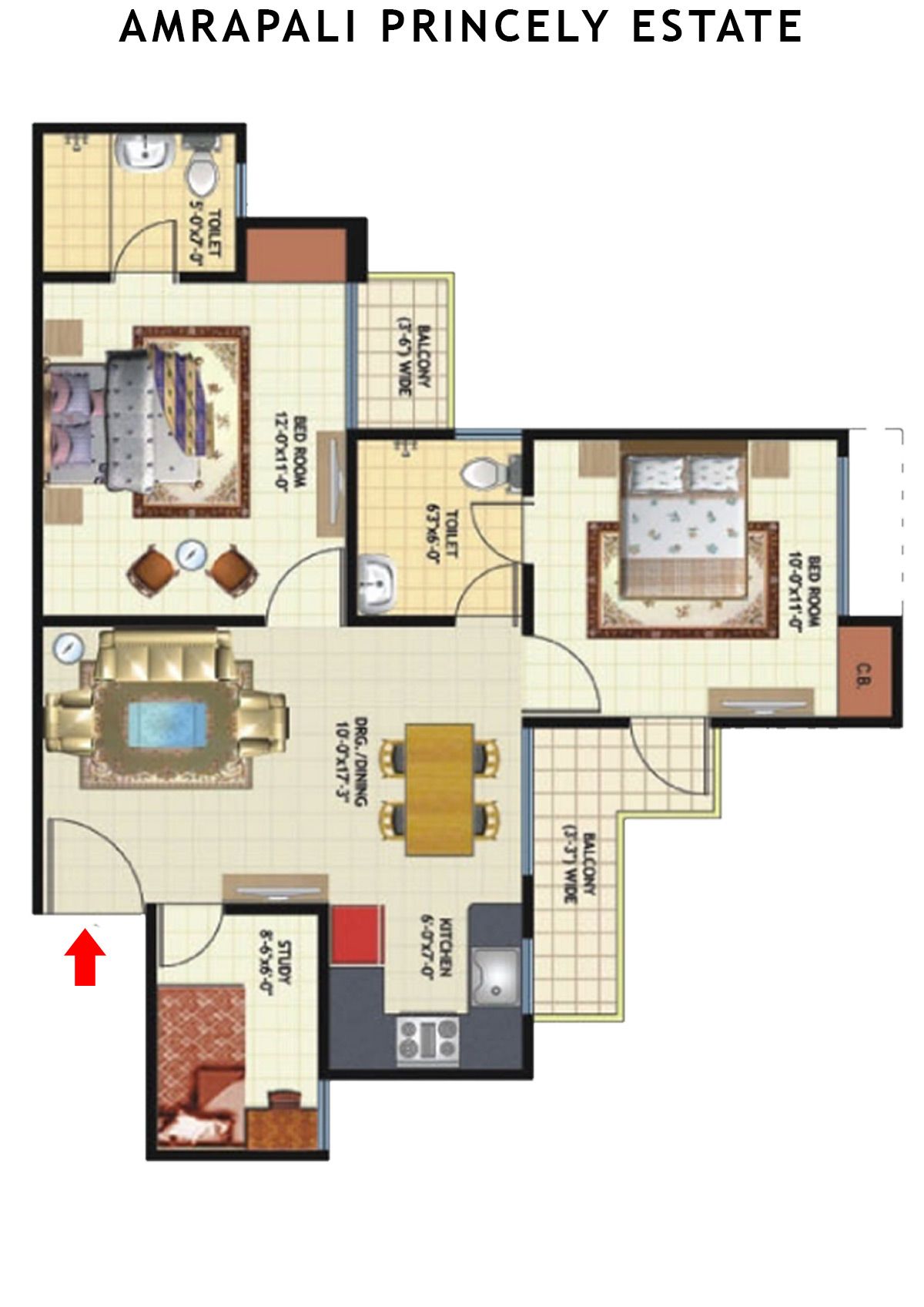 Amrapali Princely Estate Tower B Unit 8 Floor Plan