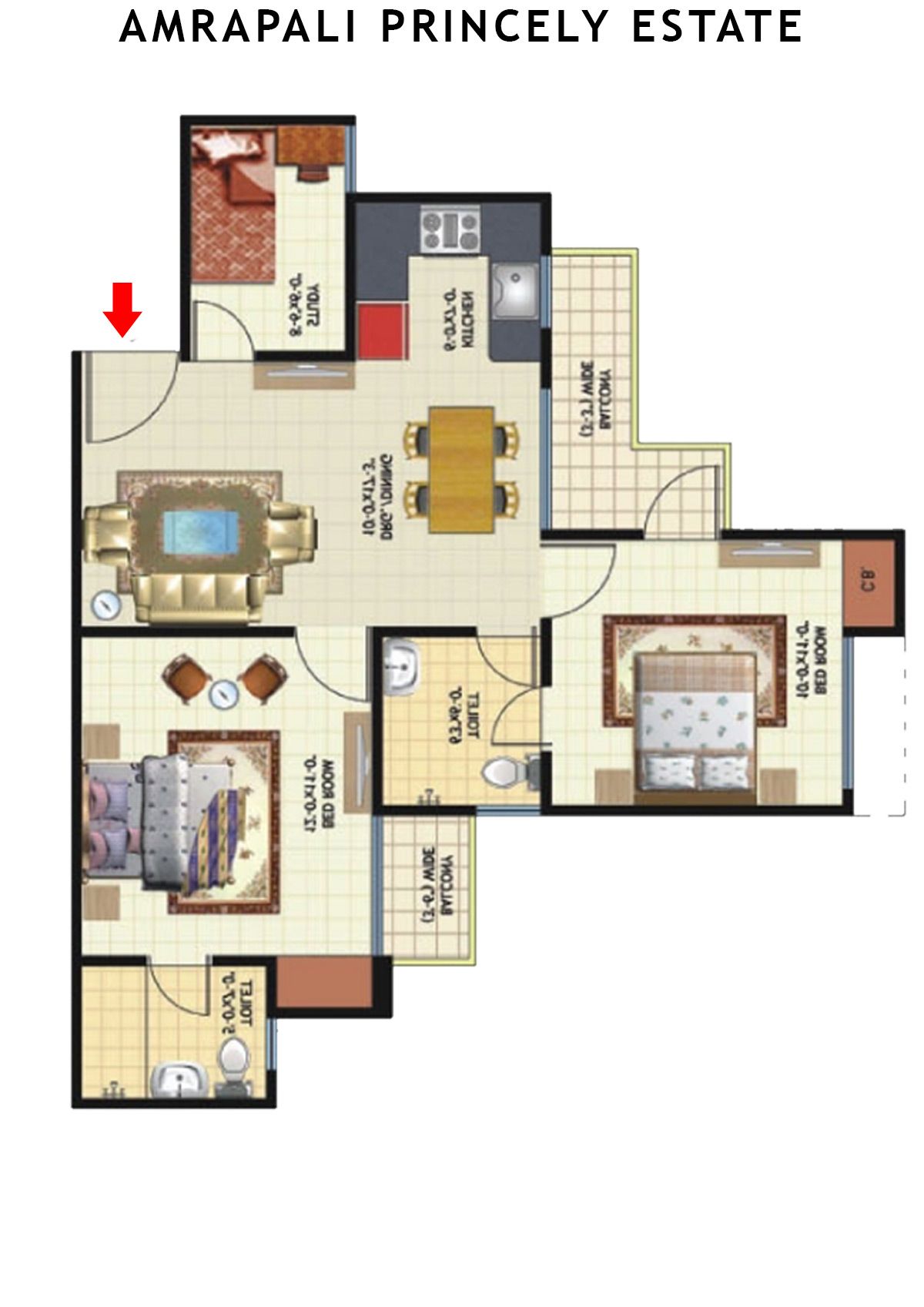 Amrapali Princely Estate Tower C Unit 2 Floor Plan