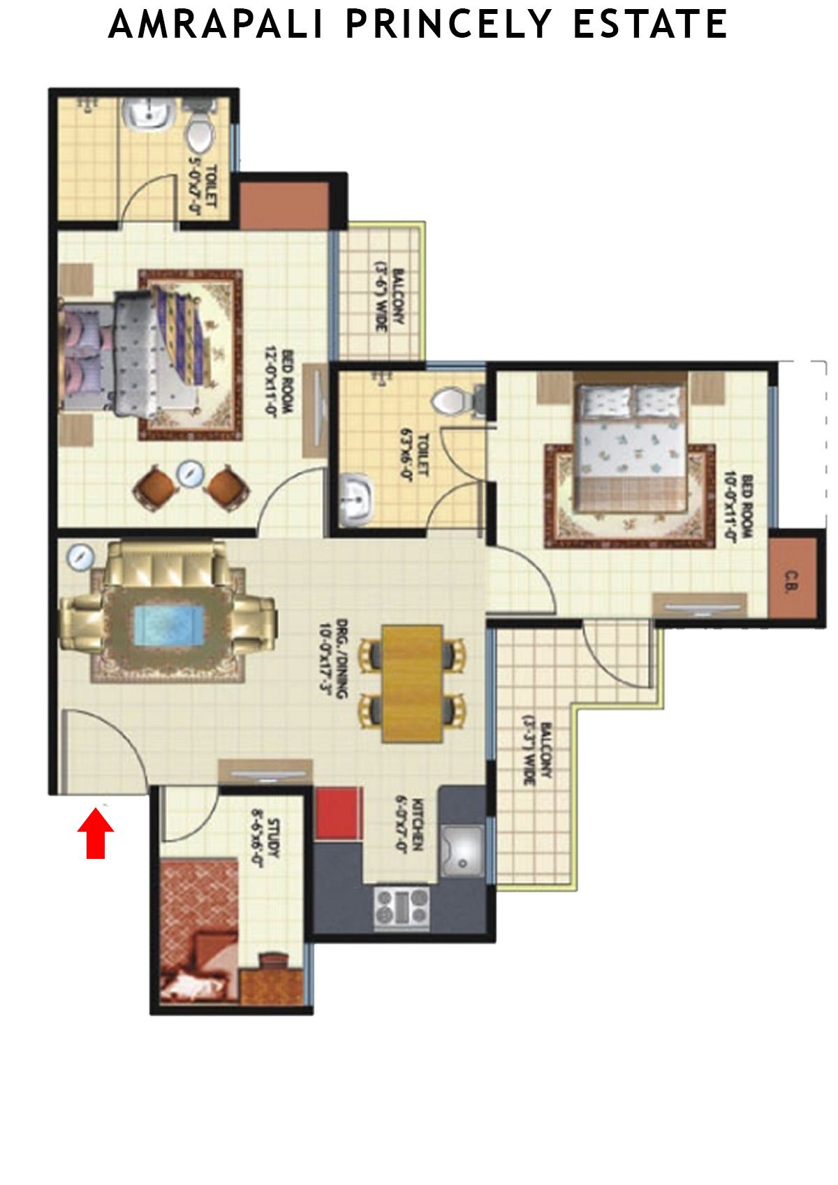 Amrapali Princely Estate Tower C Unit 7 Floor Plan