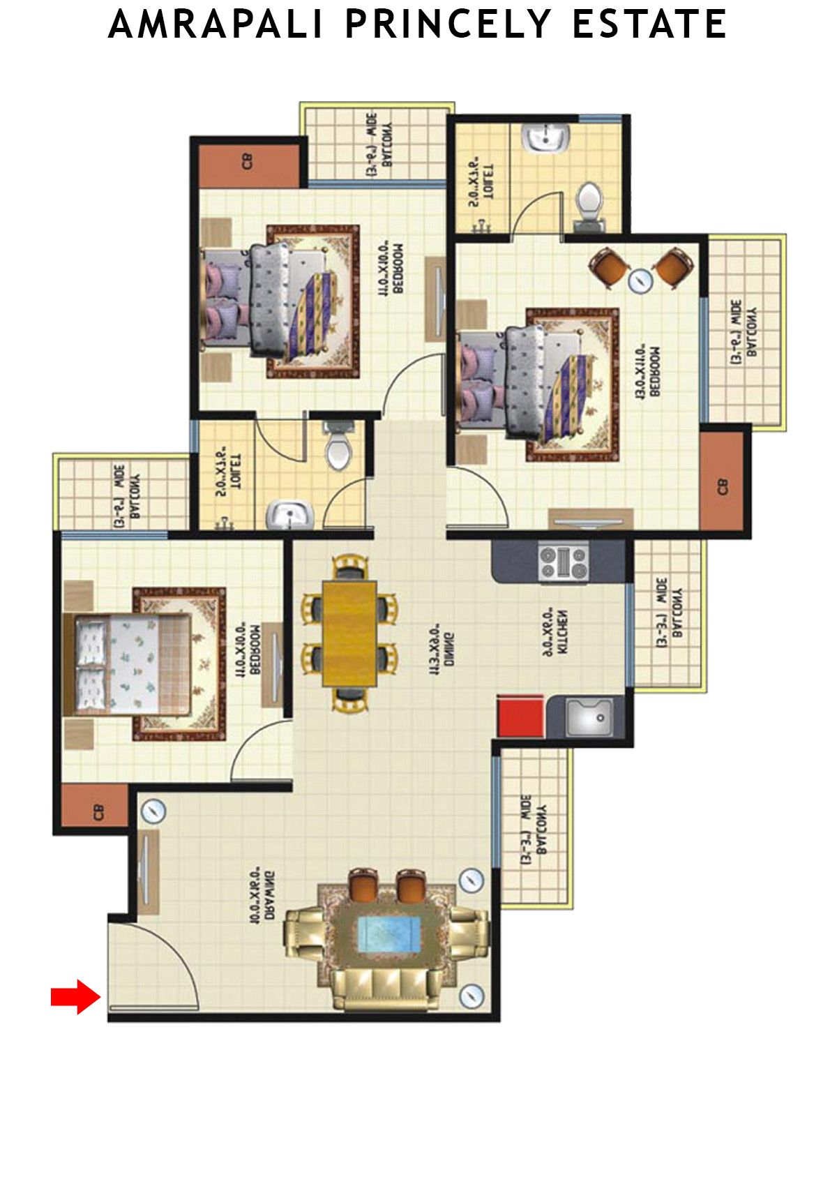 Amrapali Princely Estate Tower G Unit 4 Floor Plan