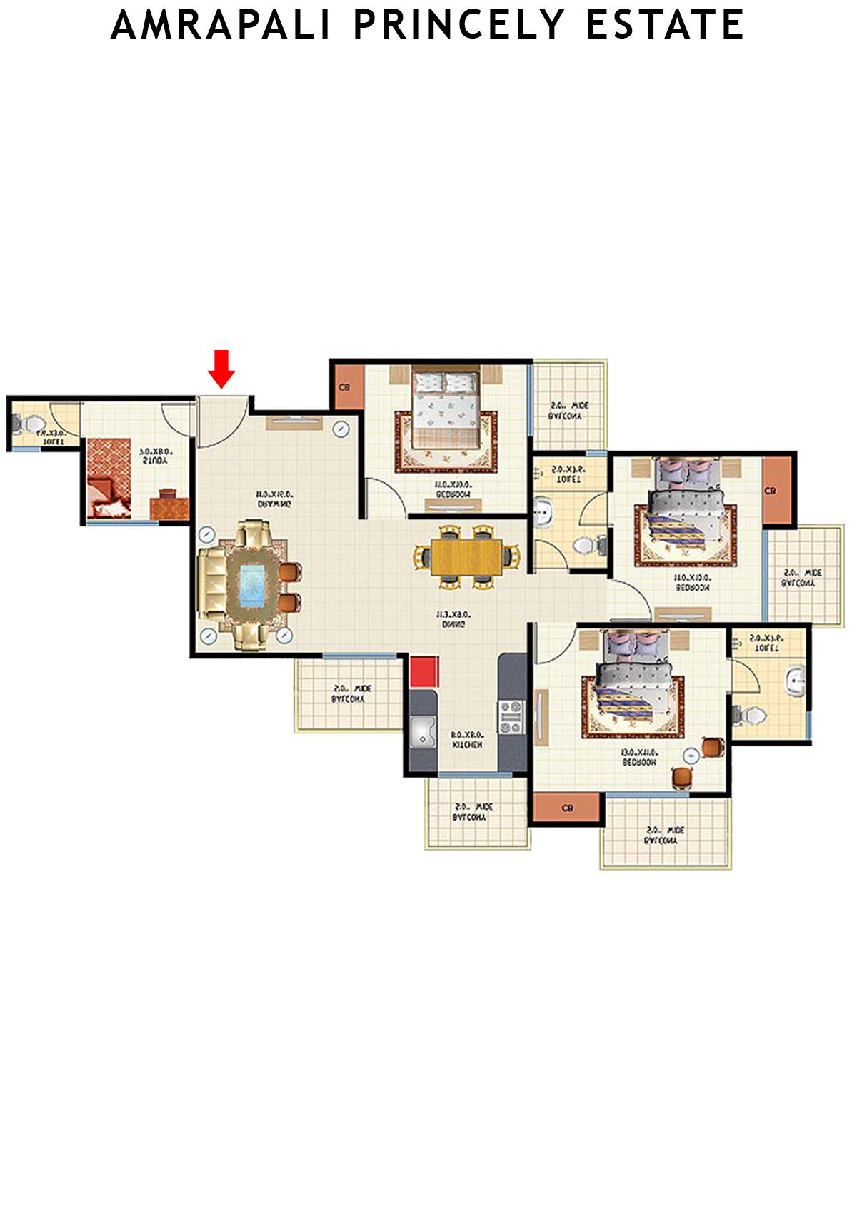 Amrapali Princely Estate Tower G Unit 6 Floor Plan
