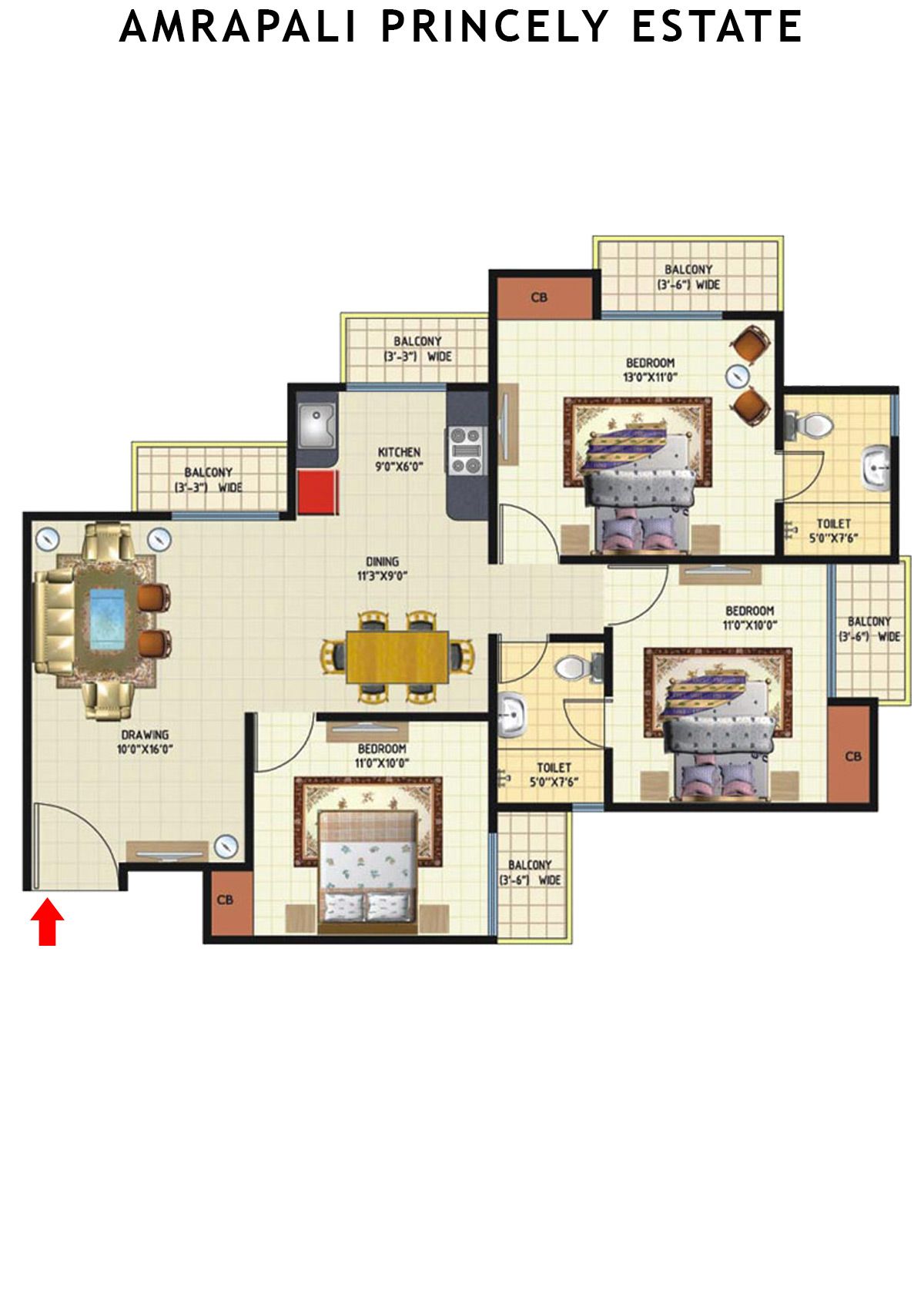 Amrapali Princely Estate Tower H Unit 4 Floor Plan