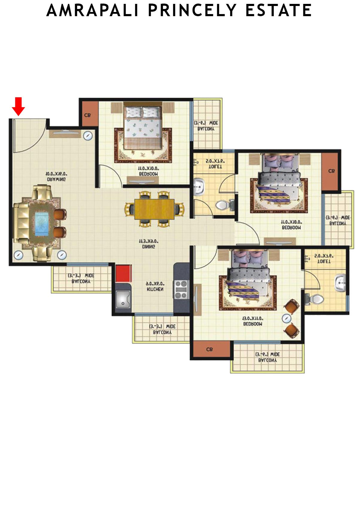 Amrapali Princely Estate Tower H Unit 5 Floor Plan
