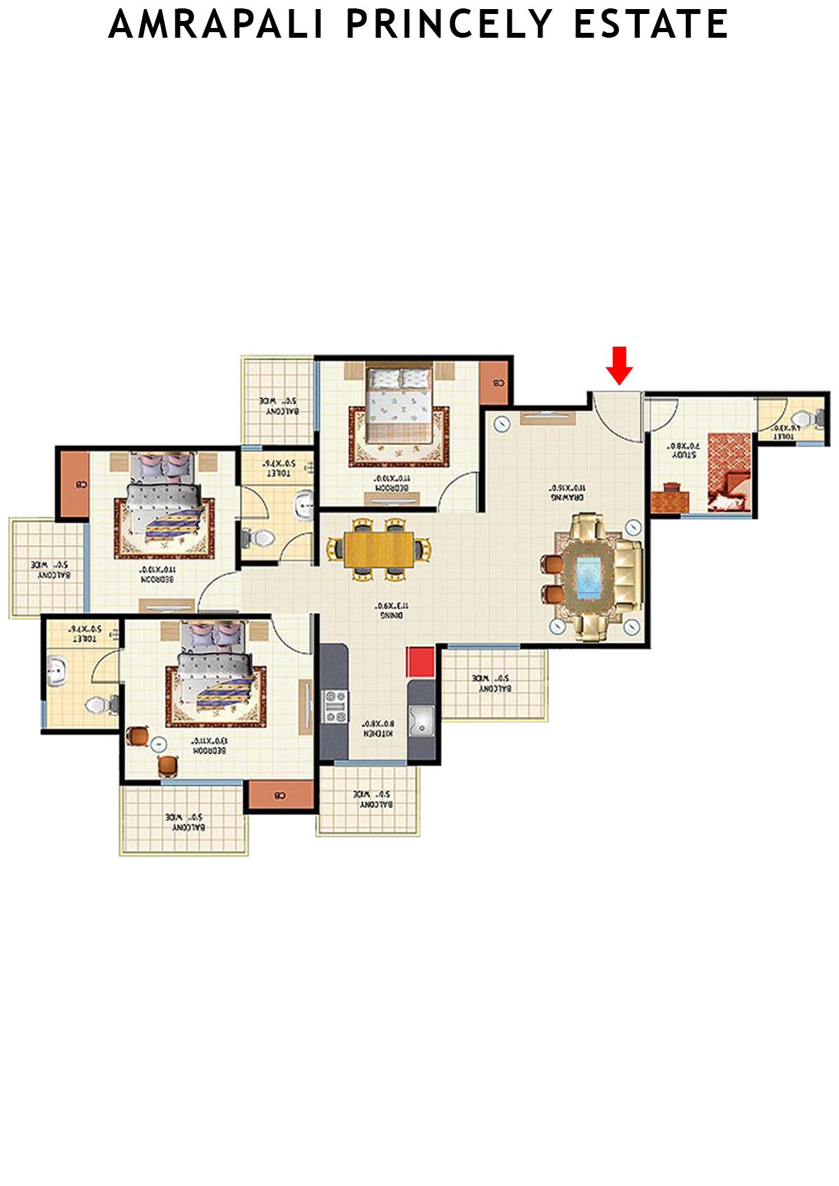 Amrapali Princely Estate Tower H Unit 8 Floor Plan