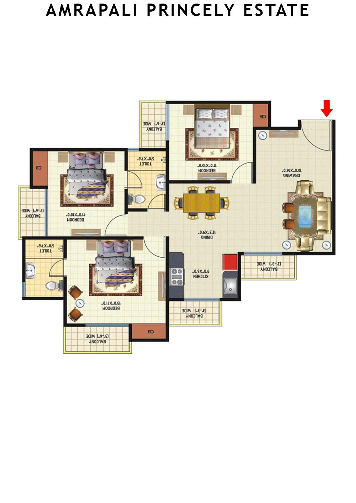 Amrapali Princely Estate Tower J Unit 8 Floor Plan