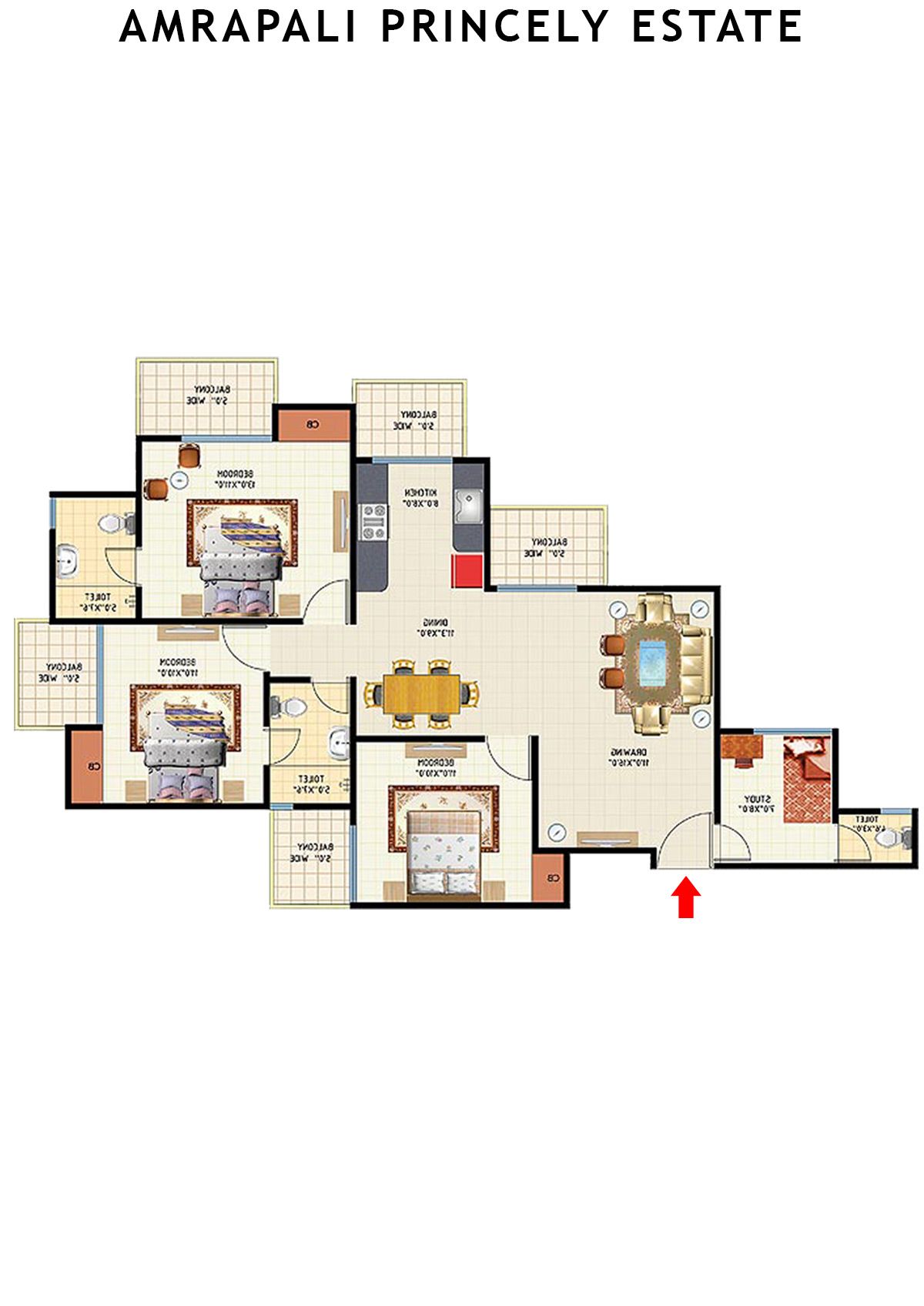 Amrapali Princely Estate Tower K Unit 1 Floor Plan