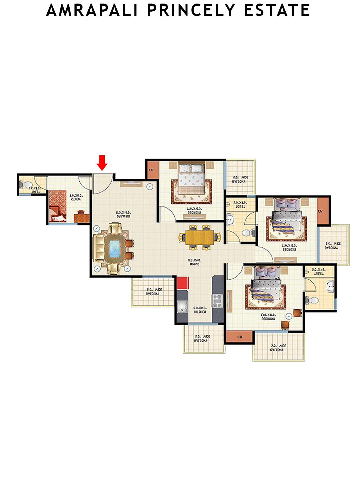 Amrapali Princely Estate Tower K Unit 5 Floor Plan