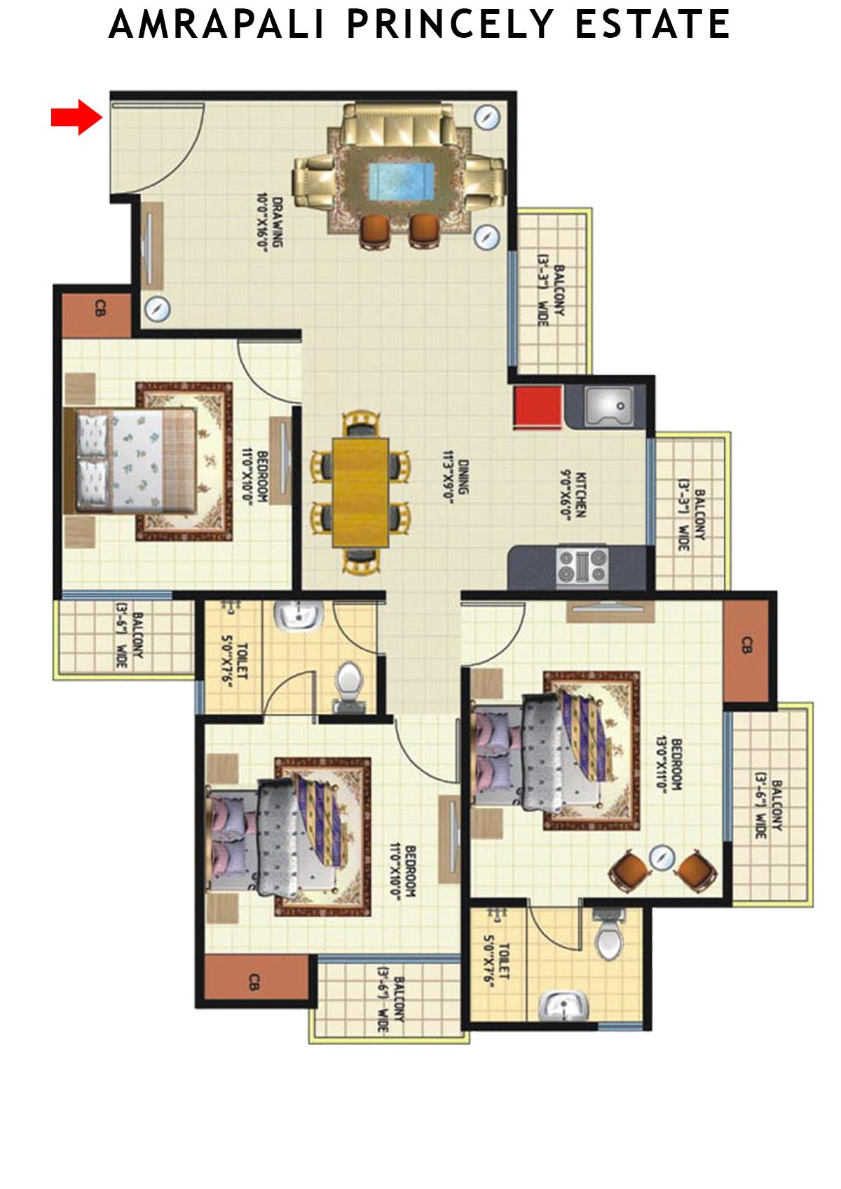 Amrapali Princely Estate Tower K Unit 6 Floor Plan