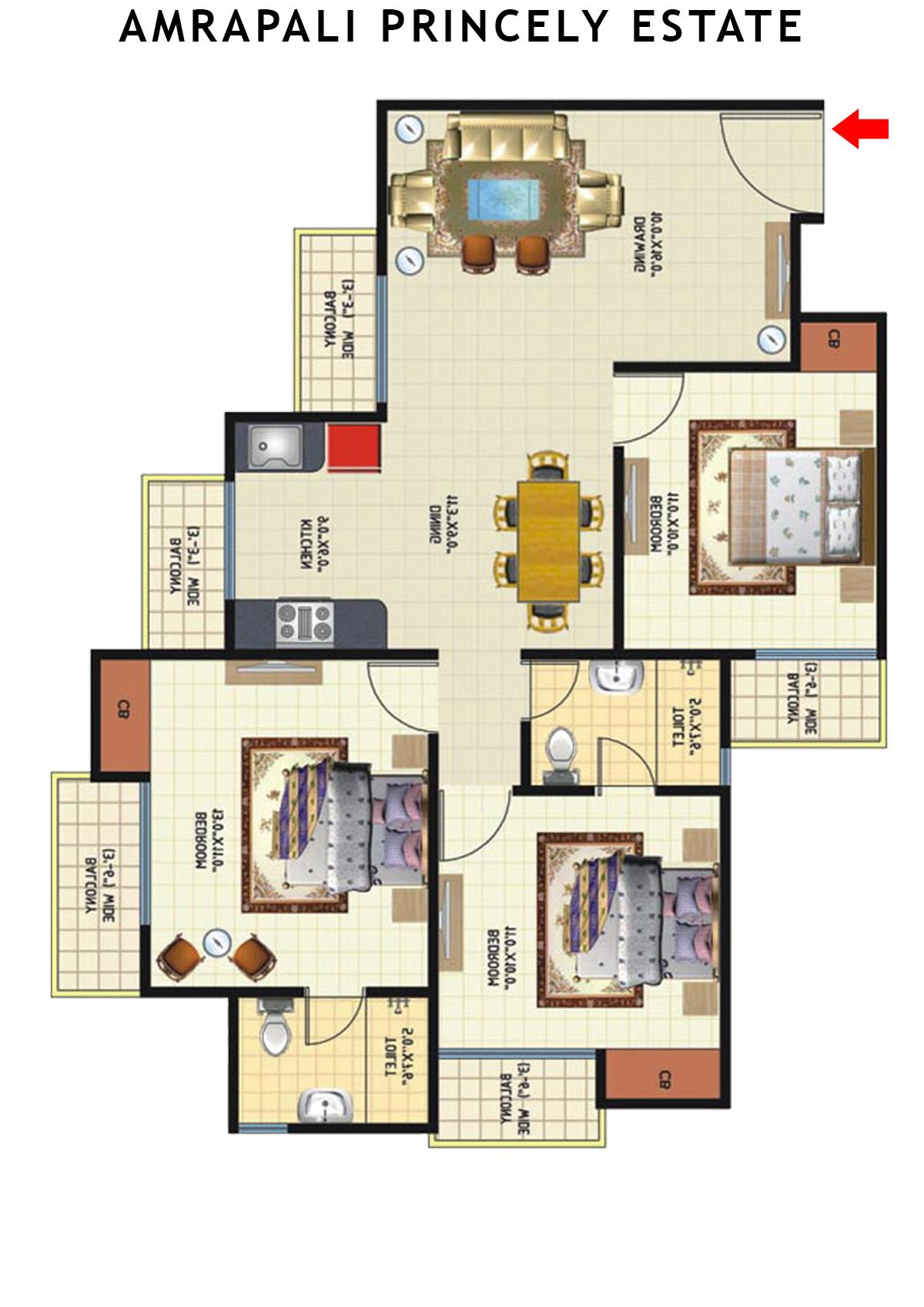 Amrapali Princely Estate Tower K Unit 7 Floor Plan