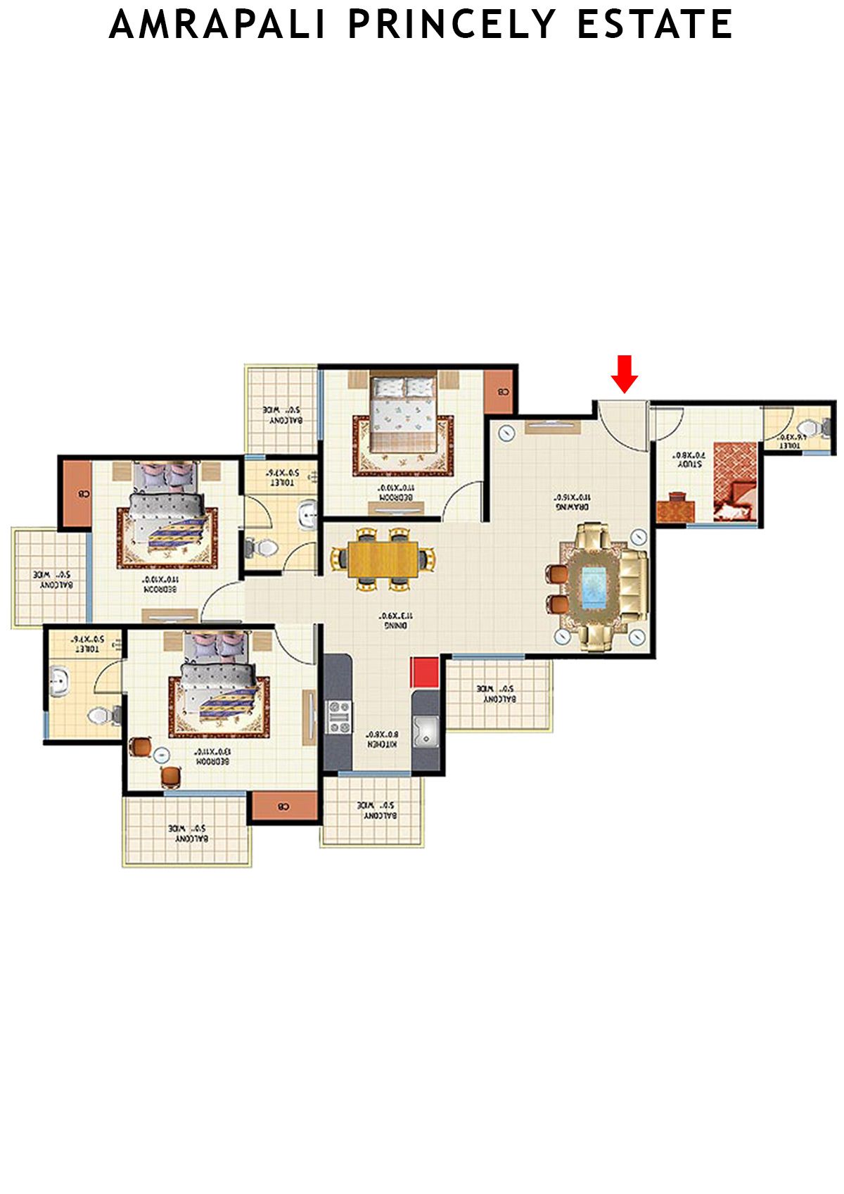 Amrapali Princely Estate Tower K Unit 8 Floor Plan