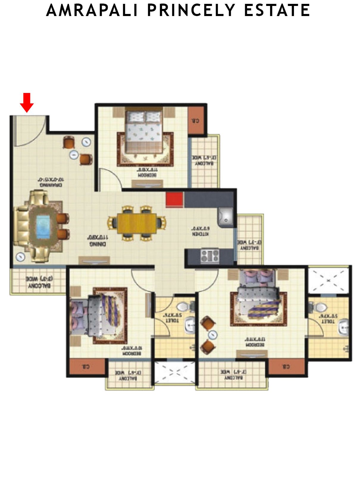 Amrapali Princely Estate Tower L Unit 1 Floor Plan