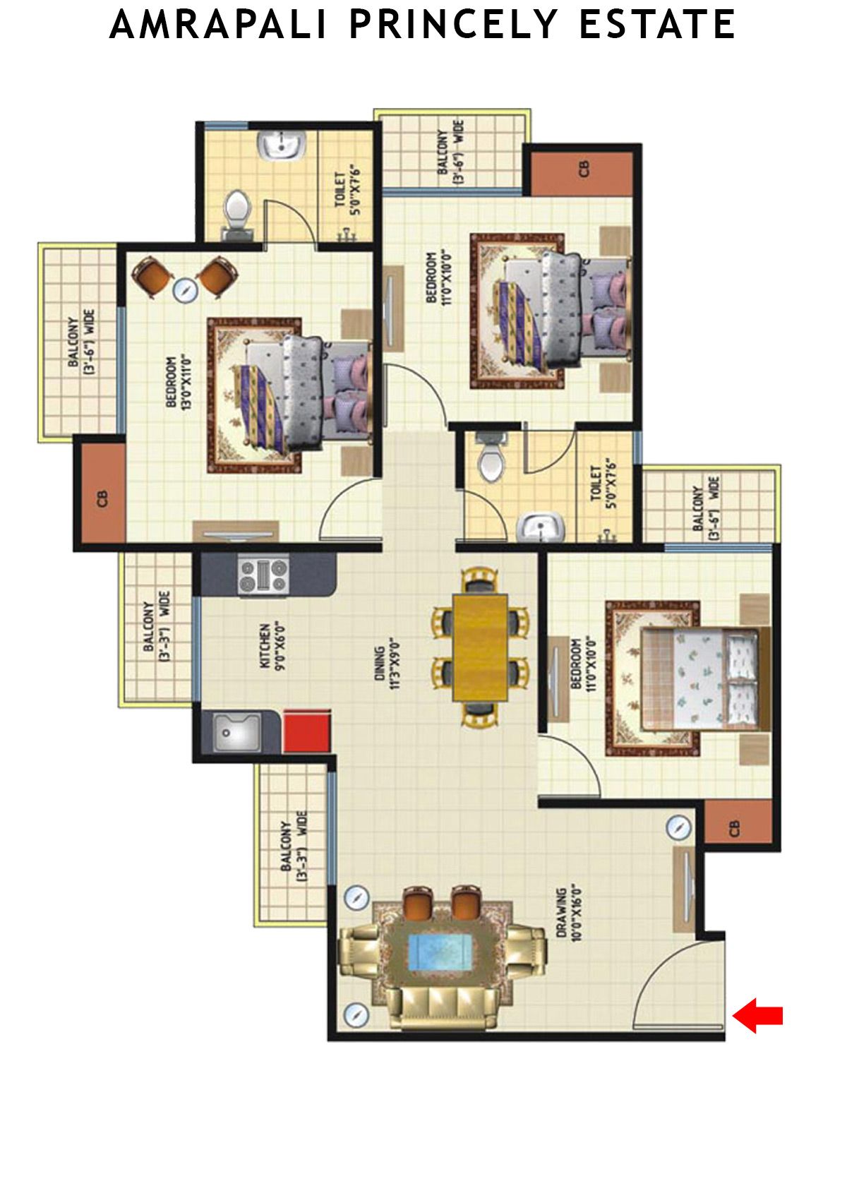 Amrapali Princely Estate Tower L Unit 4 Floor Plan