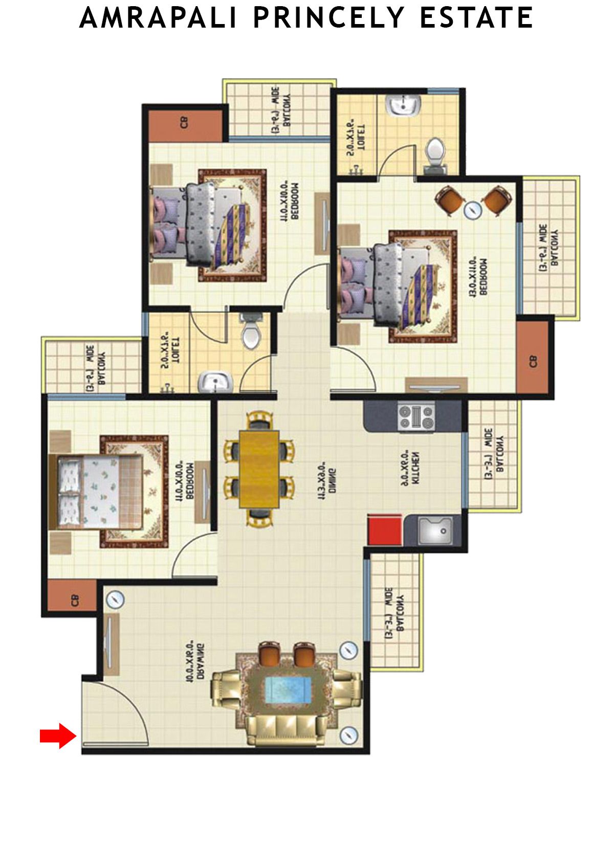 Amrapali Princely Estate Tower L Unit 5 Floor Plan