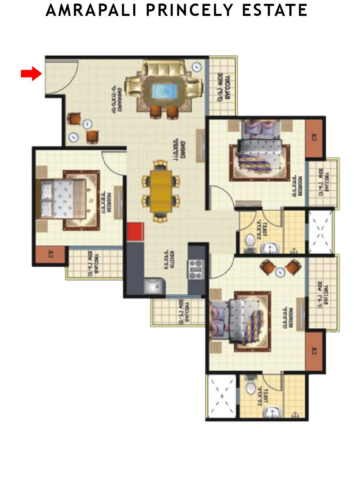 Amrapali Princely Estate Tower L Unit 6 Floor Plan