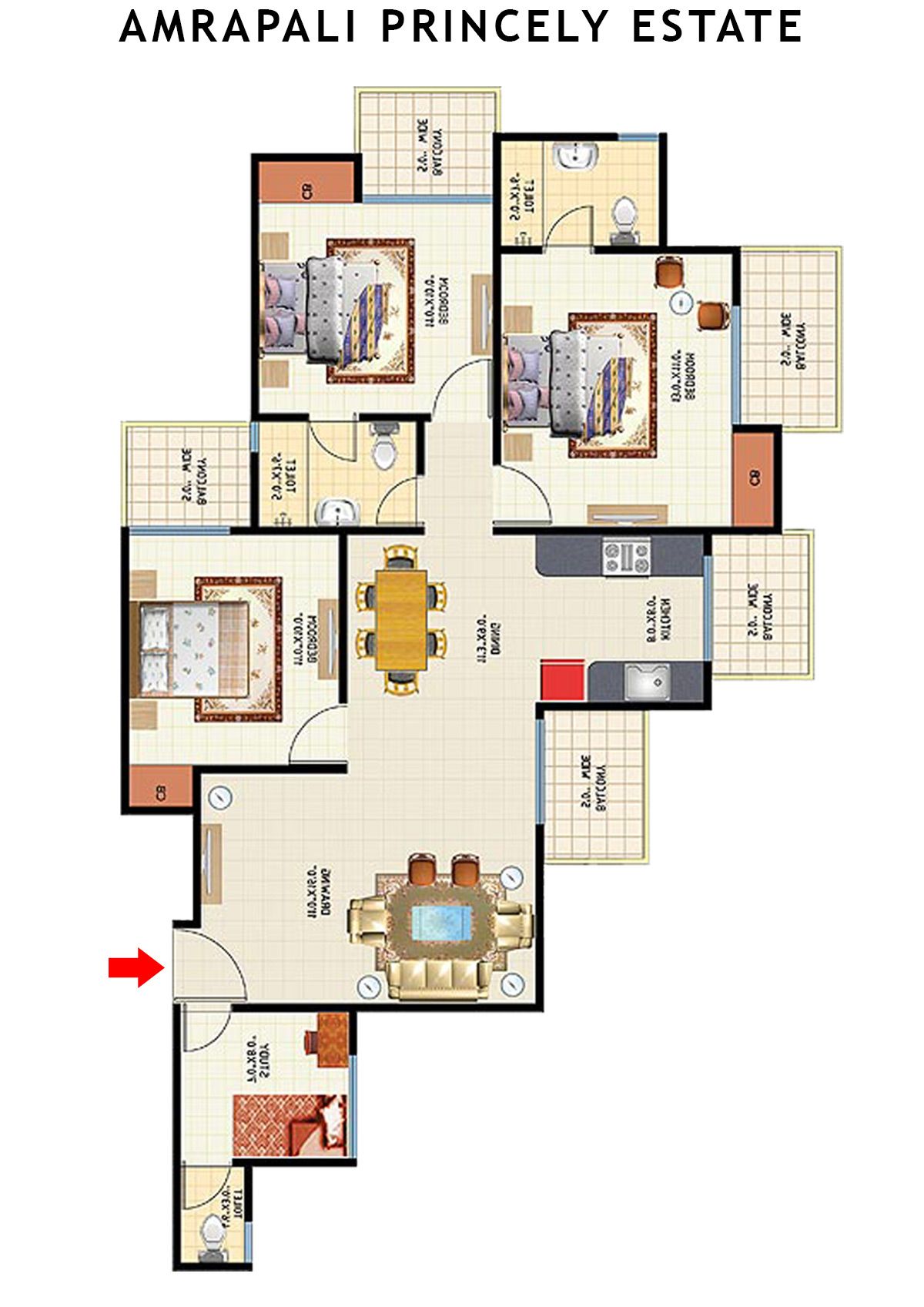 Amrapali Princely Estate Tower M Unit 4 Floor Plan
