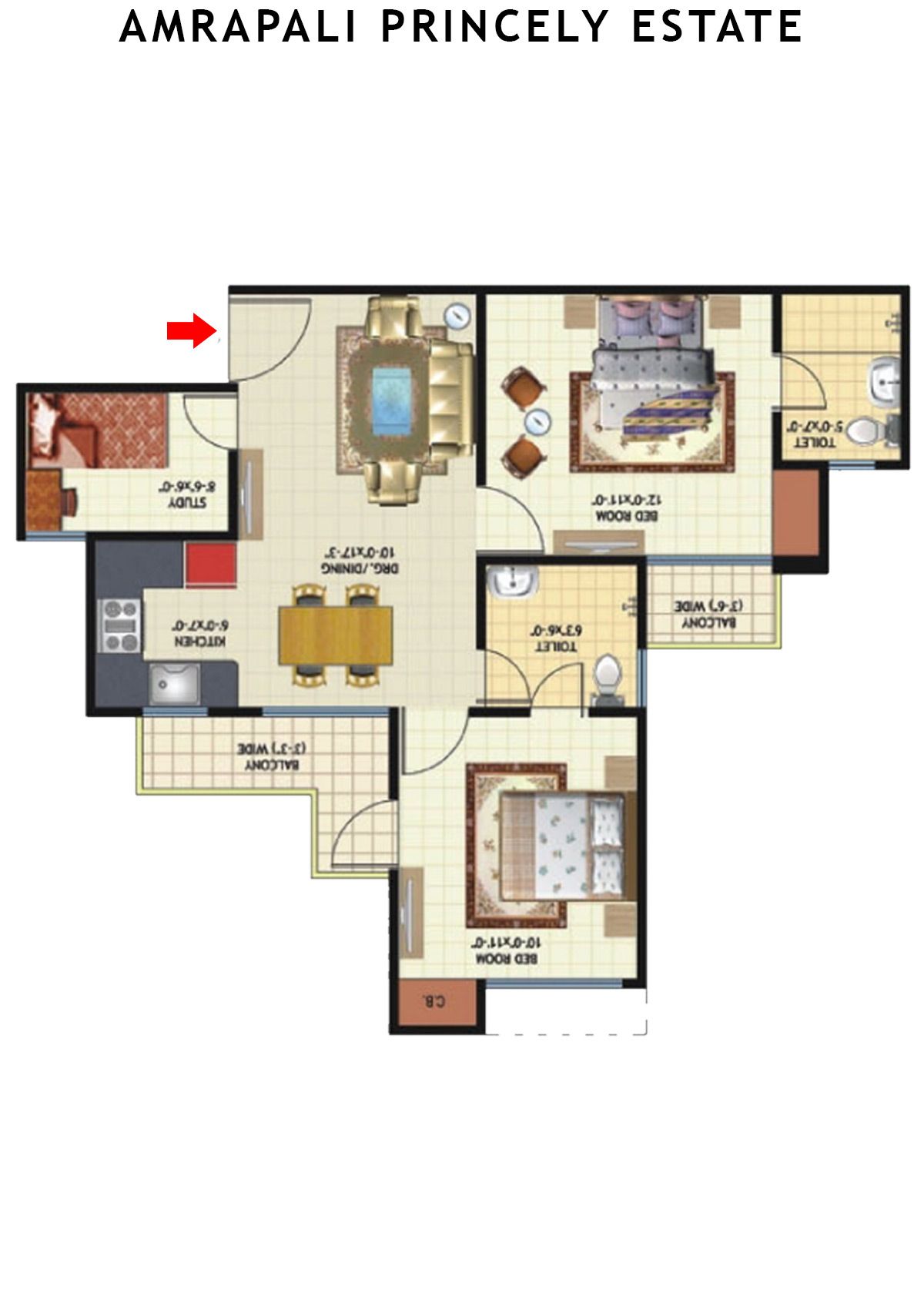 Amrapali Princely Estate Tower P Unit 6 Floor Plan