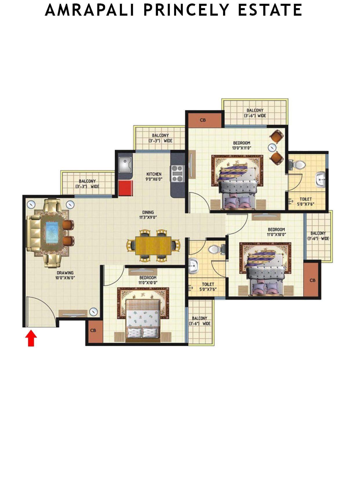 Amrapali Princely Estate Tower A Unit 2 Floor Plan