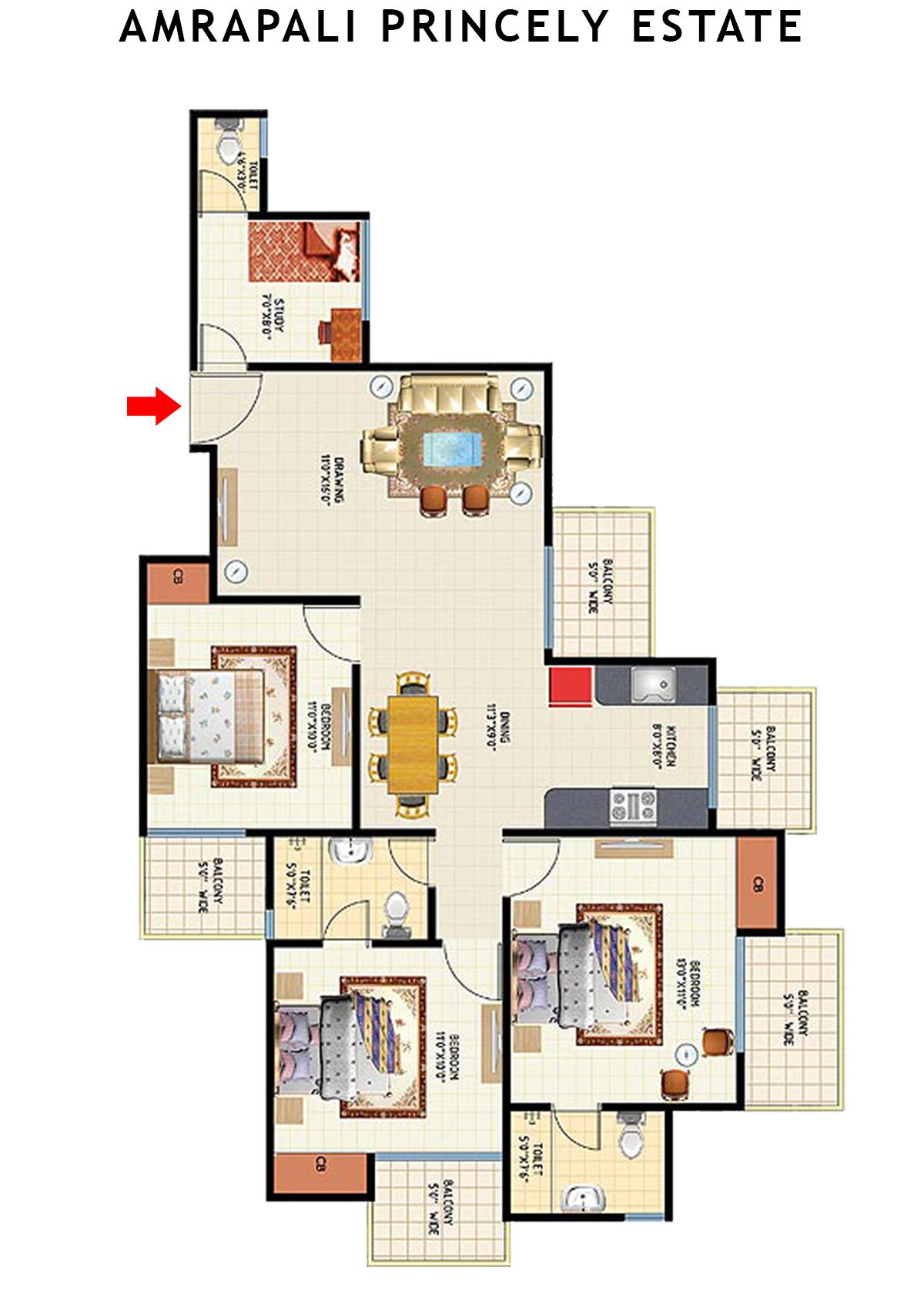 Amrapali Princely Estate Tower A Unit 4 Floor Plan