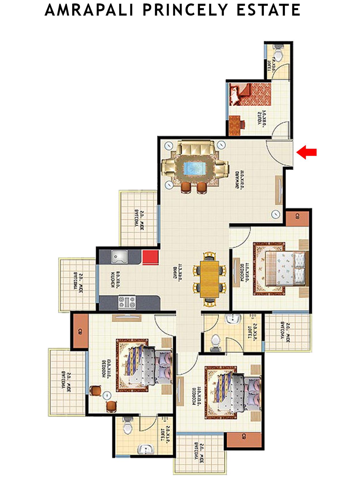 Amrapali Princely Estate Tower A Unit 5 Floor Plan