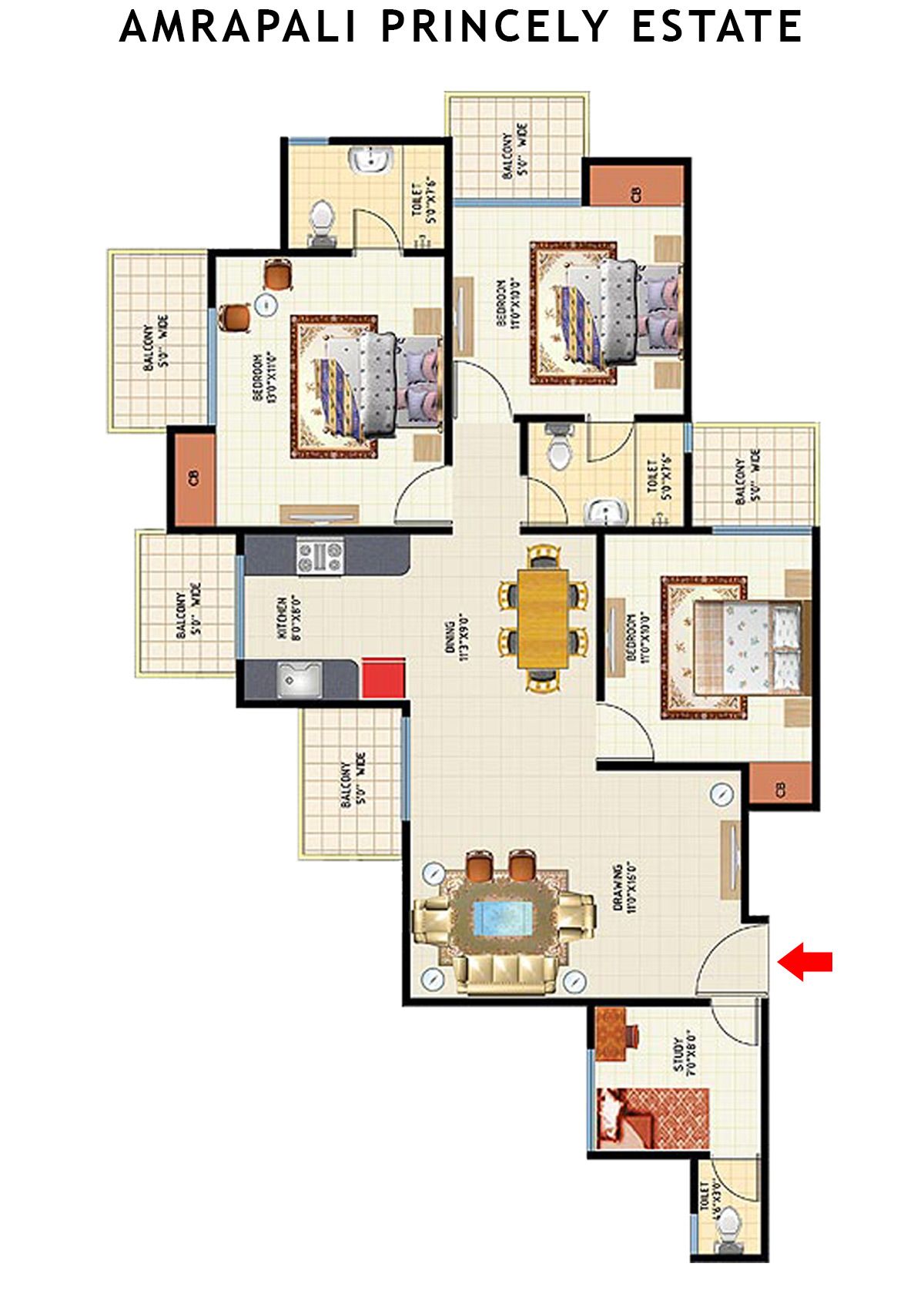 Amrapali Princely Estate Tower A Unit 8 Floor Plan