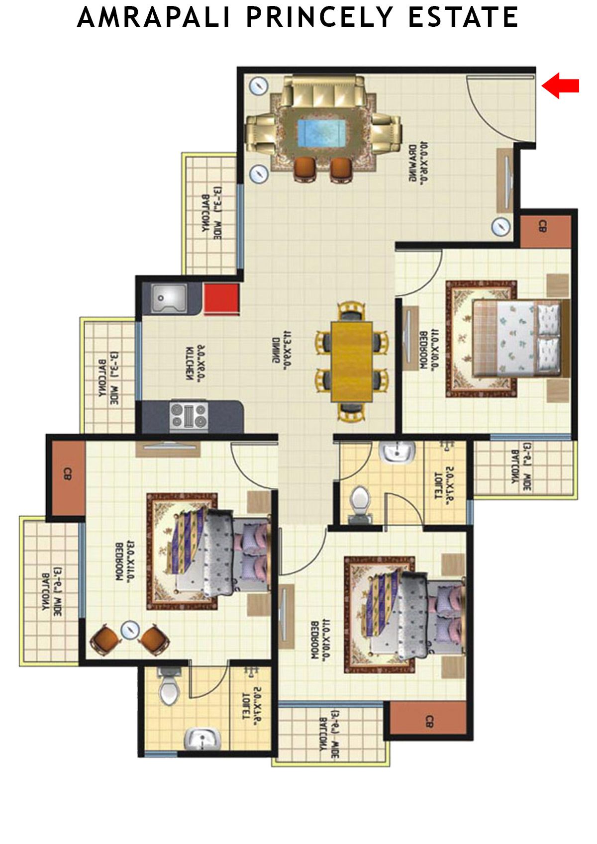 Amrapali Princely Estate Tower B Unit 4 Floor Plan