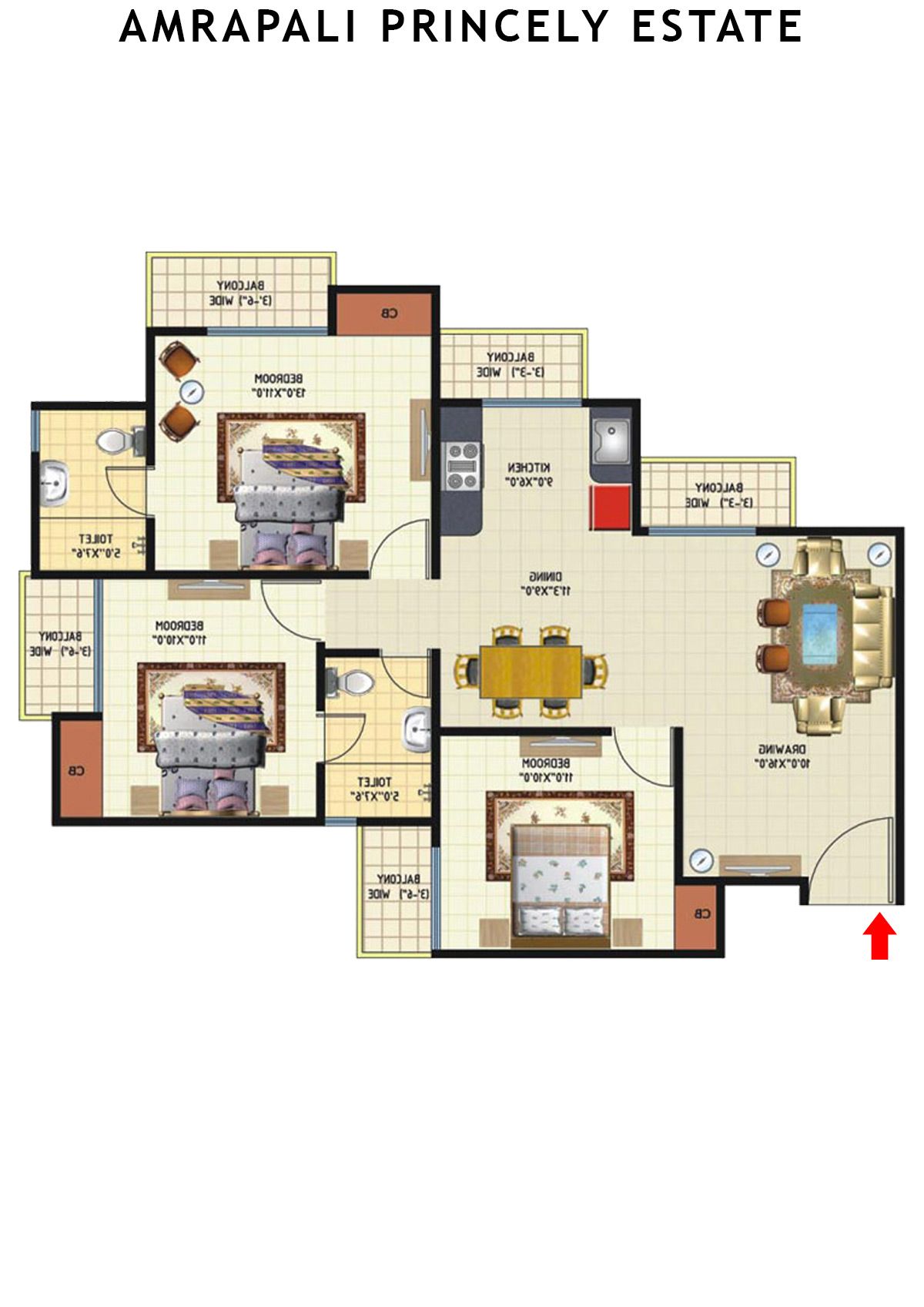 Amrapali Princely Estate Tower B Unit 6 Floor Plan